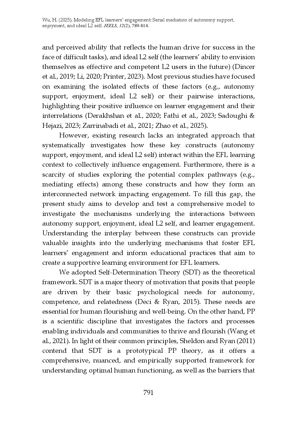 juris Modeling EFL Learners Engagement Serial Mediation of Autonomy Support Enjoyment and Ideal L2 Self