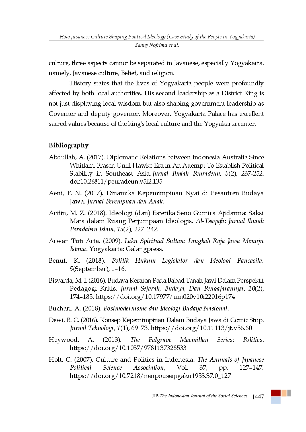 juris How Javanese Culture Shaping Political Ideology Case Study of the People in Yogyakarta