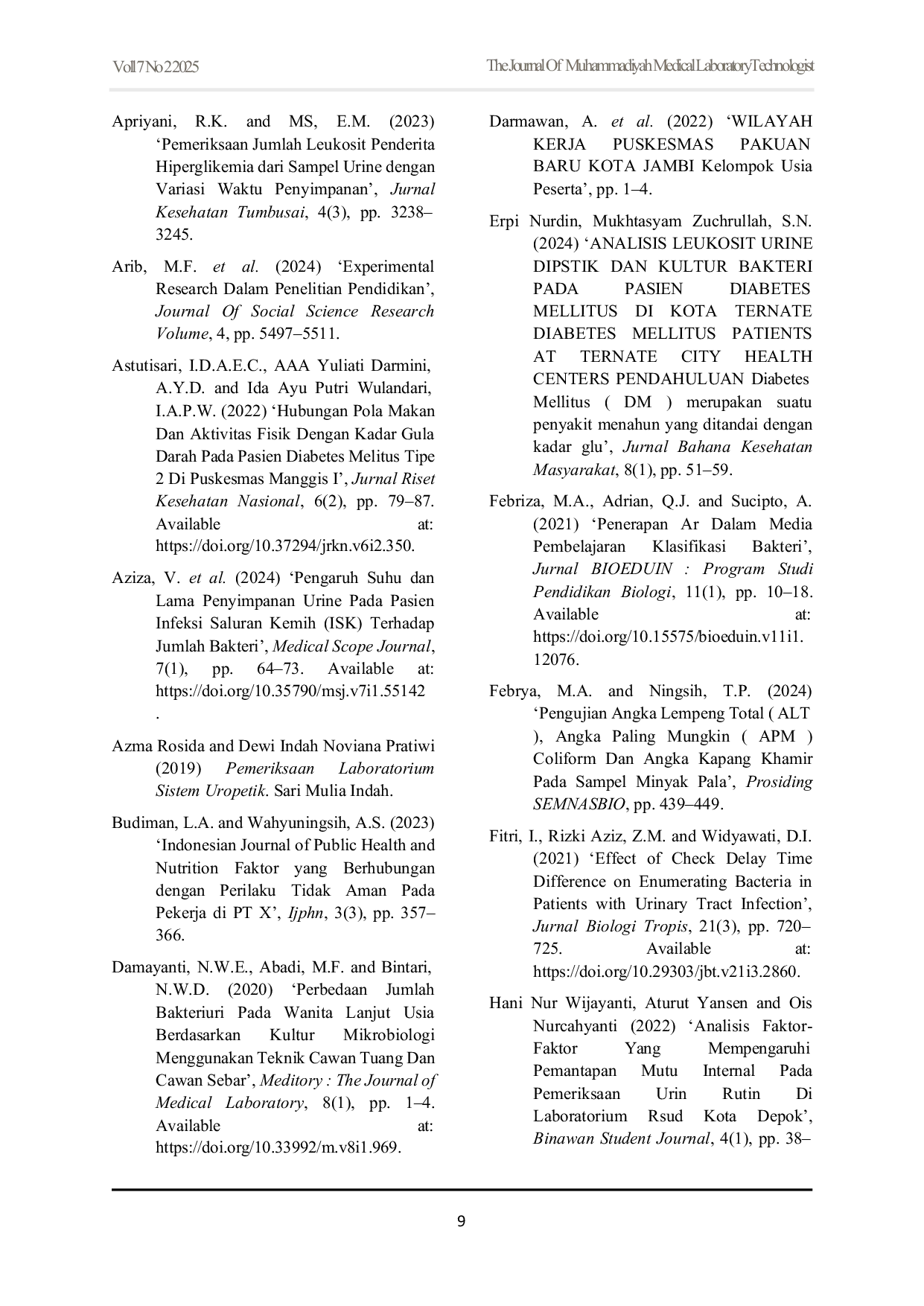 JURIS Analisis Pengaruh Durasi Penyimpanan Sampel Urin Terhadap Total Bakteri Pada Penderita Diabetes Melitus