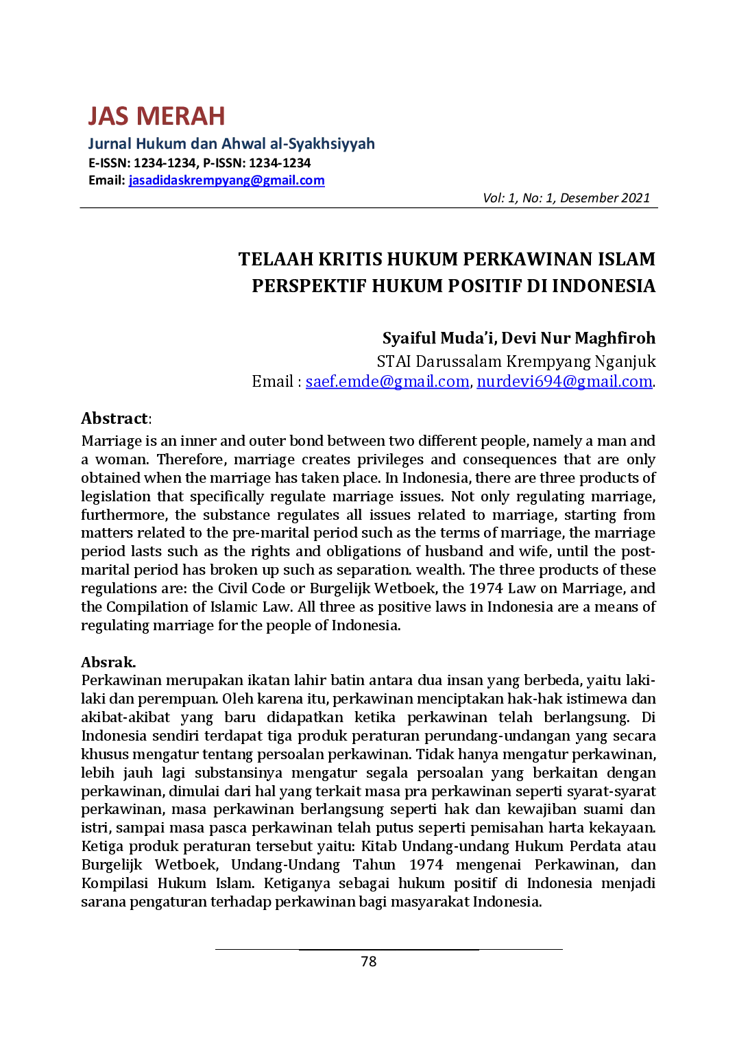 juris Telaah Kritis Hukum Perkawinan Islam Perspektif Hukum Positif Di Indonesia