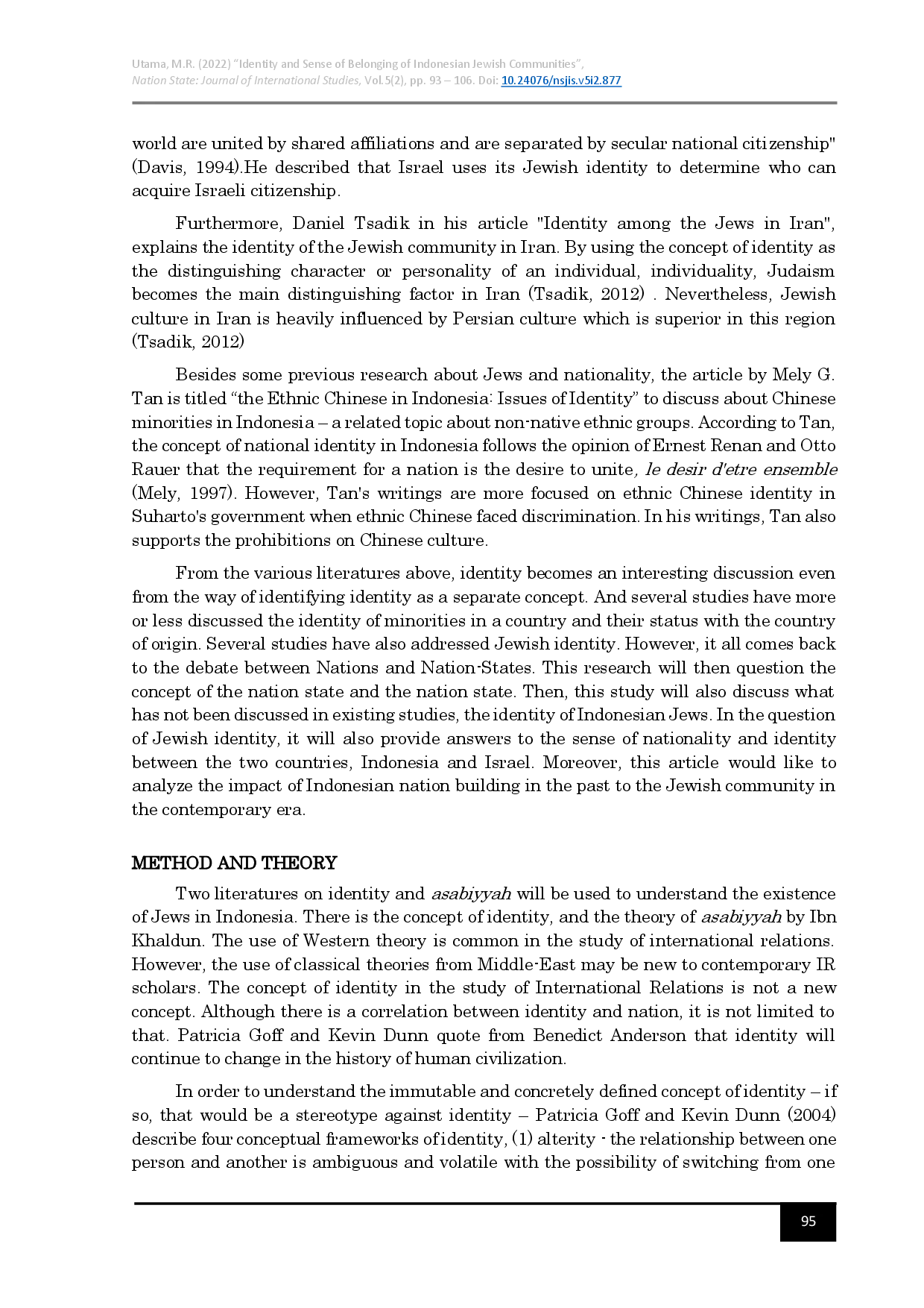 juris Identity and Sense Belonging of the Indonesian Jewish Communities