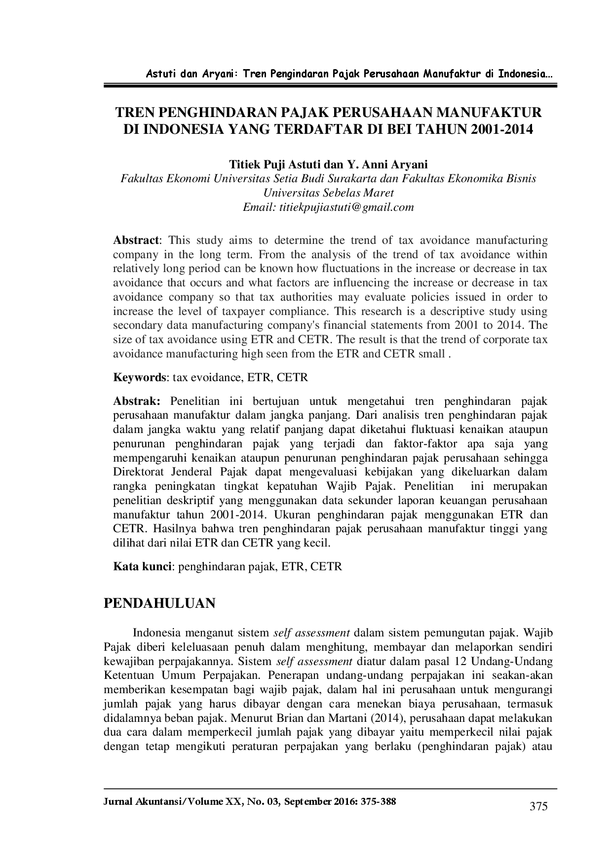 juris Tren Penghindaran Pajak Perusahaan Manufaktur di Indonesia yang Terdaftar di BEI Tahun 2001 2014