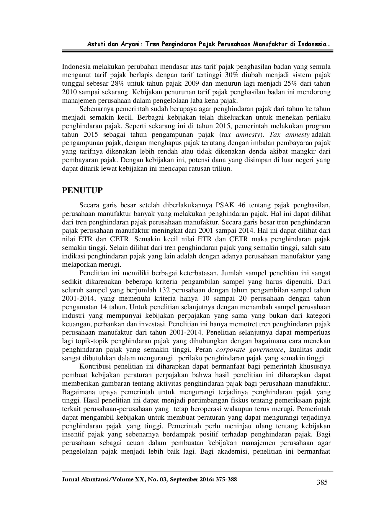 juris Tren Penghindaran Pajak Perusahaan Manufaktur di Indonesia yang Terdaftar di BEI Tahun 2001 2014