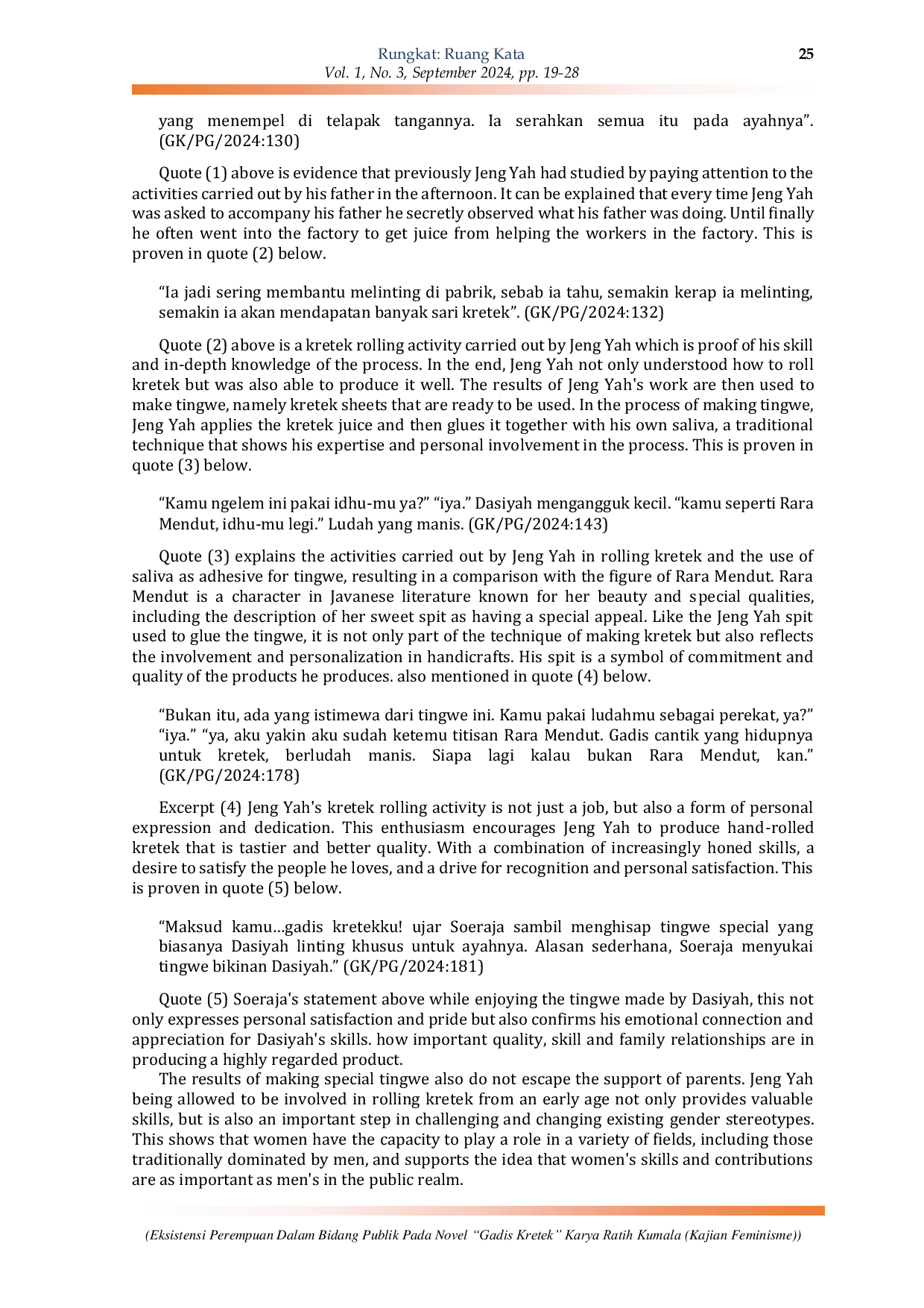 JURIS Eksistensi Perempuan Dalam Bidang Publik Pada Novel Gadis Kretek Karya Ratih Kumala