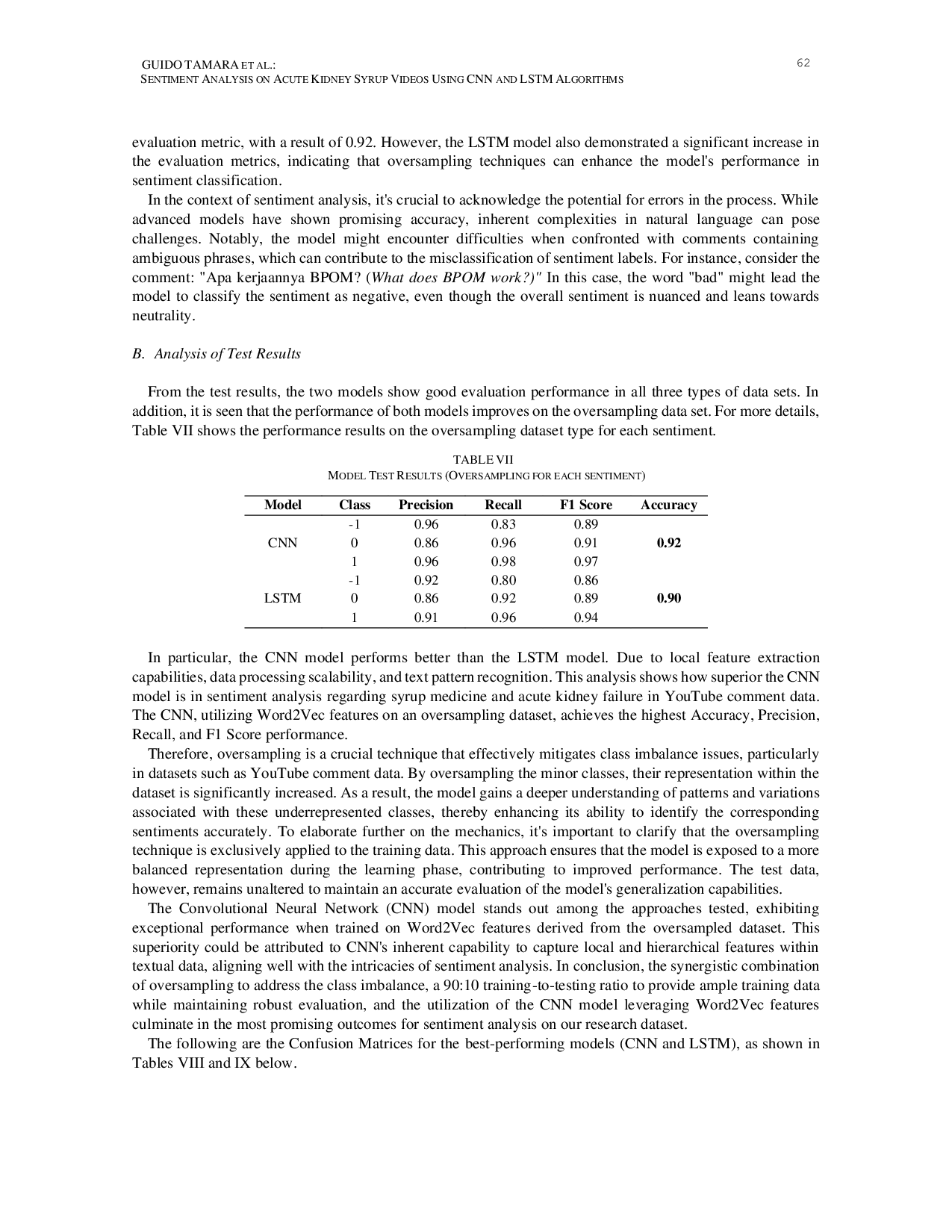JURIS Sentiment Analysis on Acute Kidney Syrup Videos Using CNN and LSTM Algorithms Analisis Sentimen Tentang Isu Obat Sirup Penyebab Ginjal Akut pada Video di Youtube Menggunakan Algoritma CNN dan LSTM
