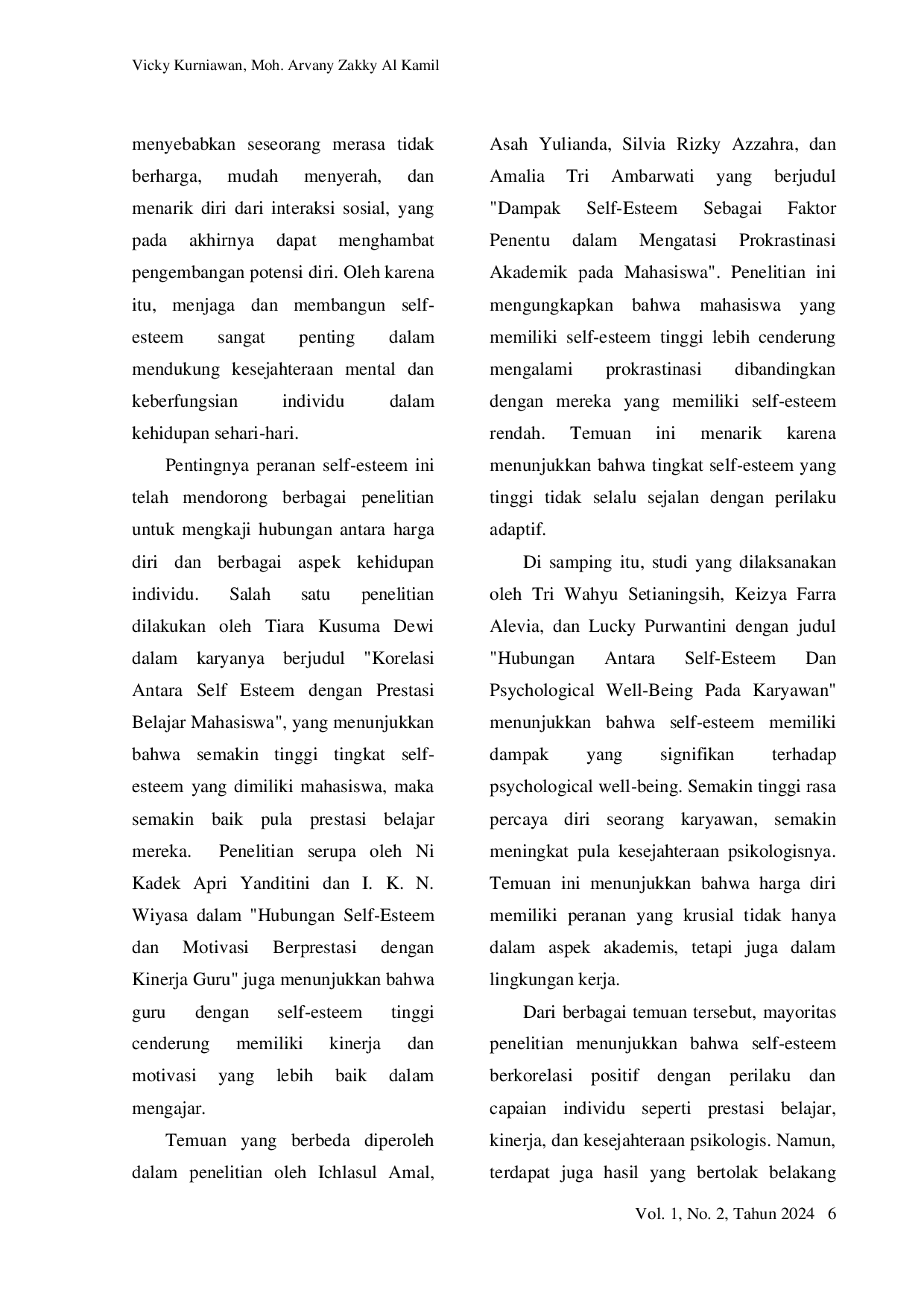 juris Self Esteem Sebagai Bagian Produktivitas Insan Akademisi