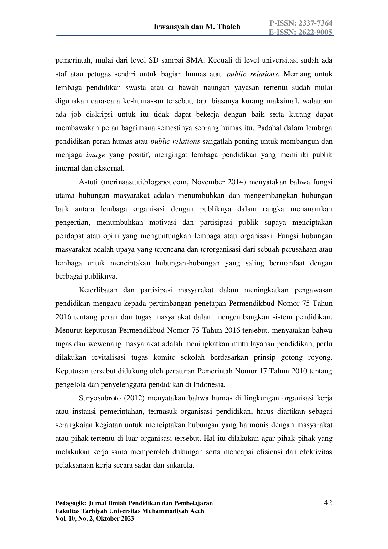 JURIS Manajemen Humas Dalam Mendorong Partisipasi Masyarakat Di Sma Negeri 1 Aceh Barat Daya