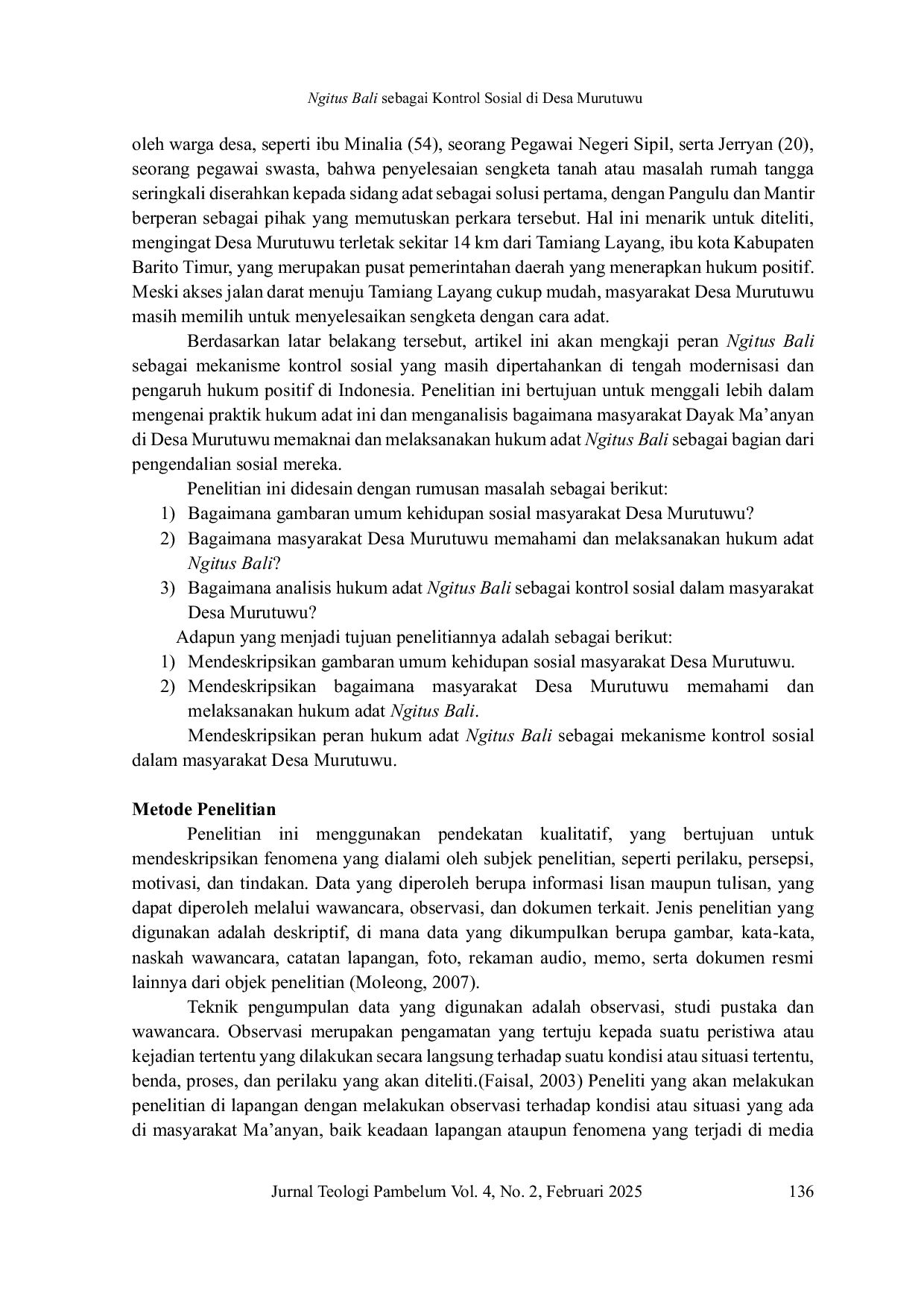 JURIS Ngitus Bali sebagai Kontrol Sosial di Desa Murutuwu