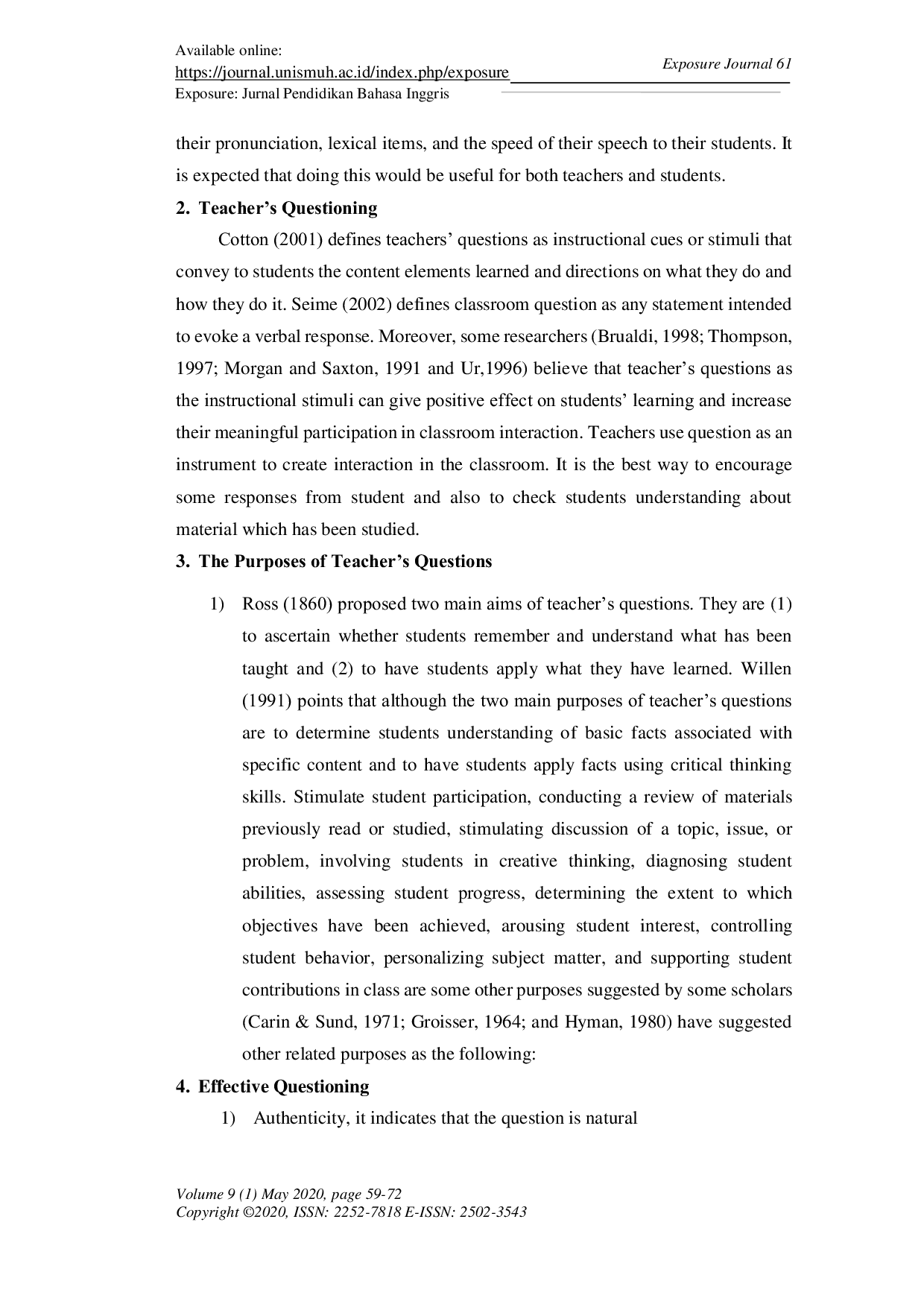 JURIS Teacher s Questioning Strategies in EFL Classroom Interaction