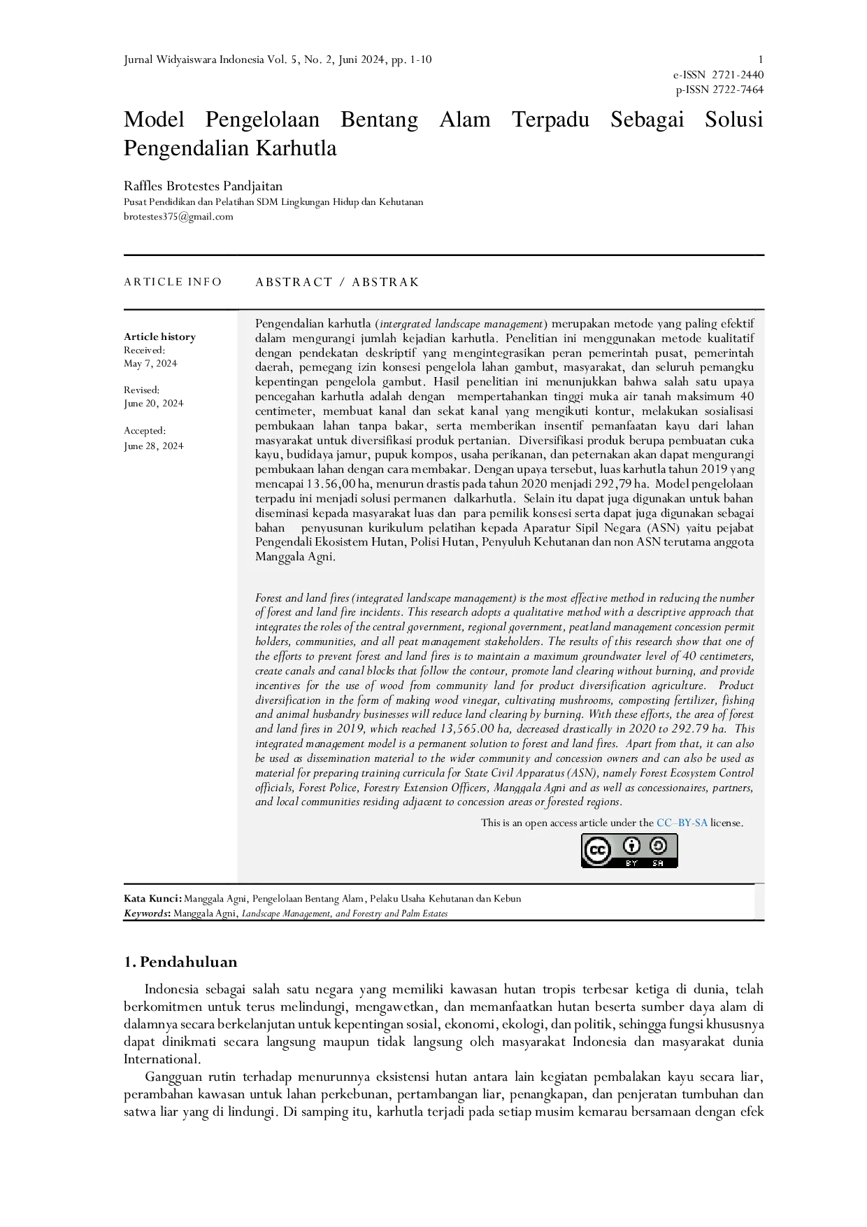 JURIS Model Pengelolaan Bentang Alam Terpadu Sebagai Solusi Pengendalian Karhutla