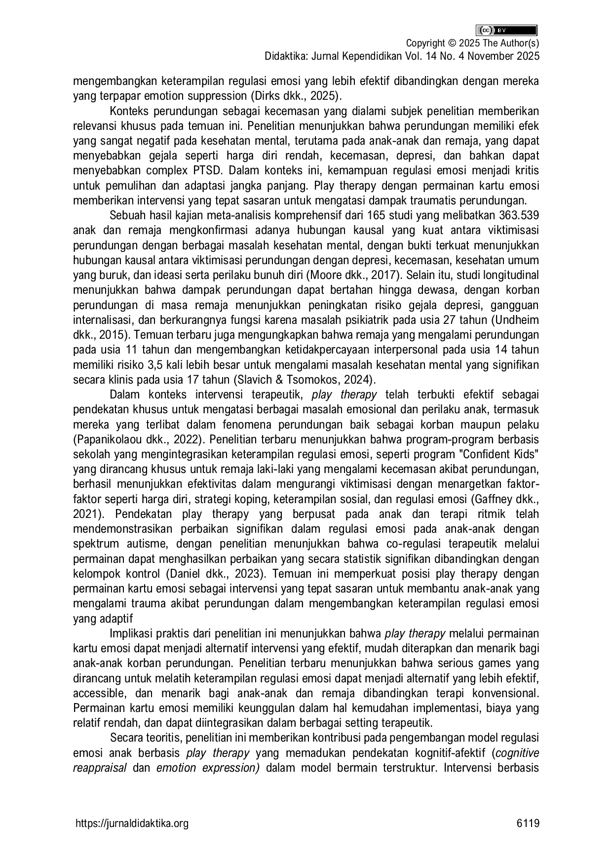 JURIS Efektivitas Play Therapy Melalui Permainan Kartu Emosi dalam Meningkatkan Regulasi Emosi Pada Anak Korban Perundungan