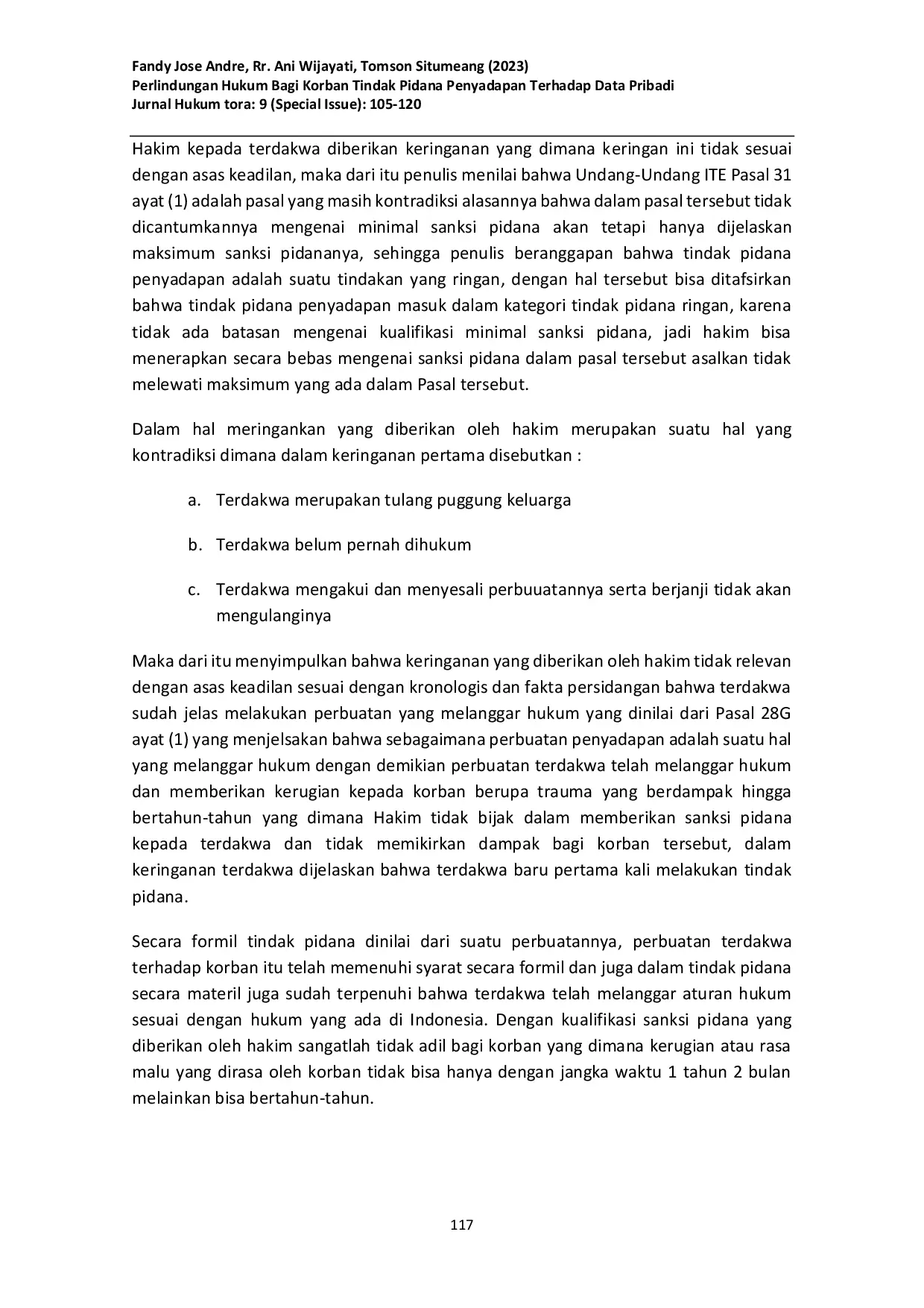 JURIS Perlindungan Hukum Bagi Korban Tindak Pidana Penyadapan Terhadap Data Pribadi