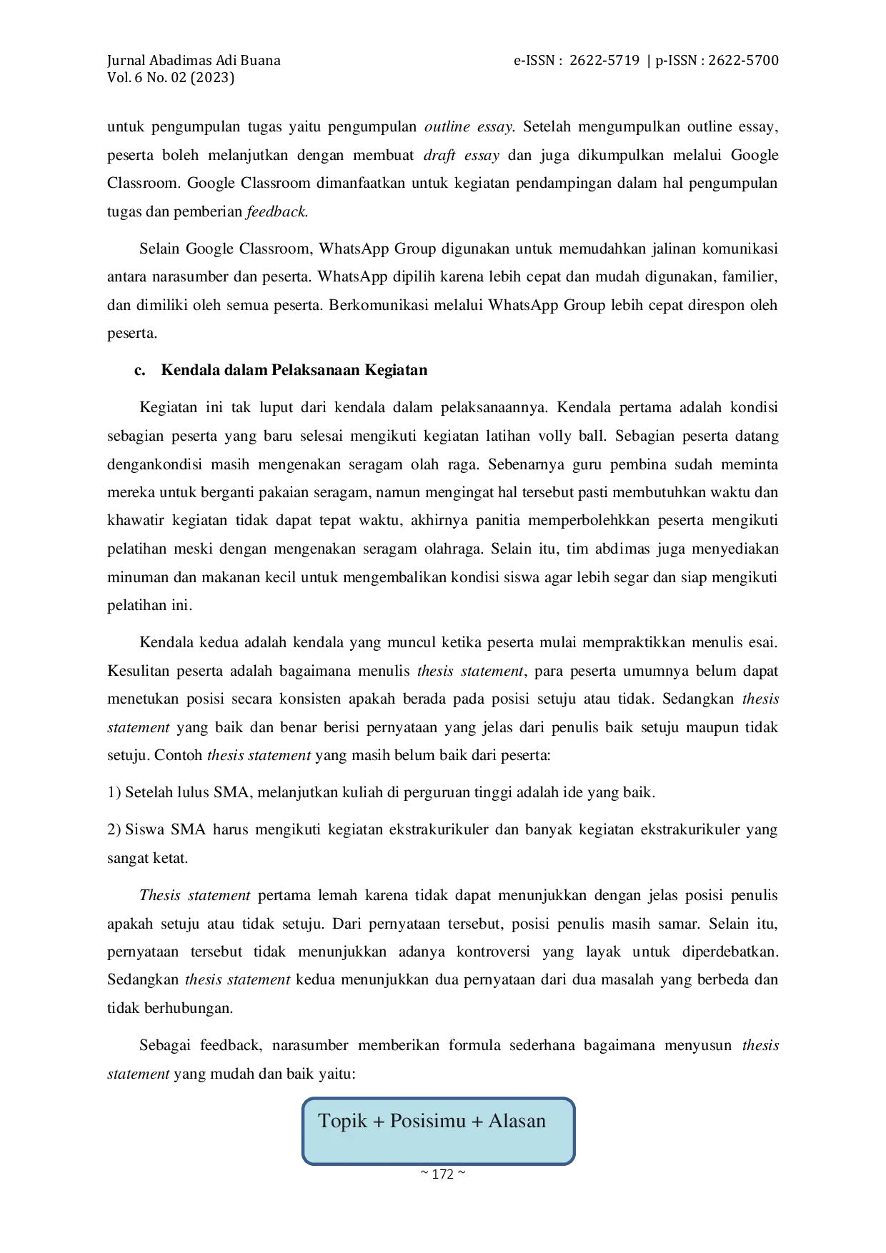 JURIS Pelatihan Penulisan Esai pada Siswa Anggota Jurnalistik dan Literasi MAN 5 Jombang