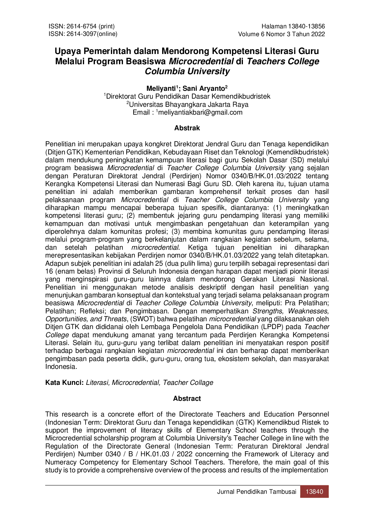 JURIS Upaya Pemerintah dalam Mendorong Kompetensi Literasi Guru melalui Program Beasiswa Microcredential di Teachers College Columbia University