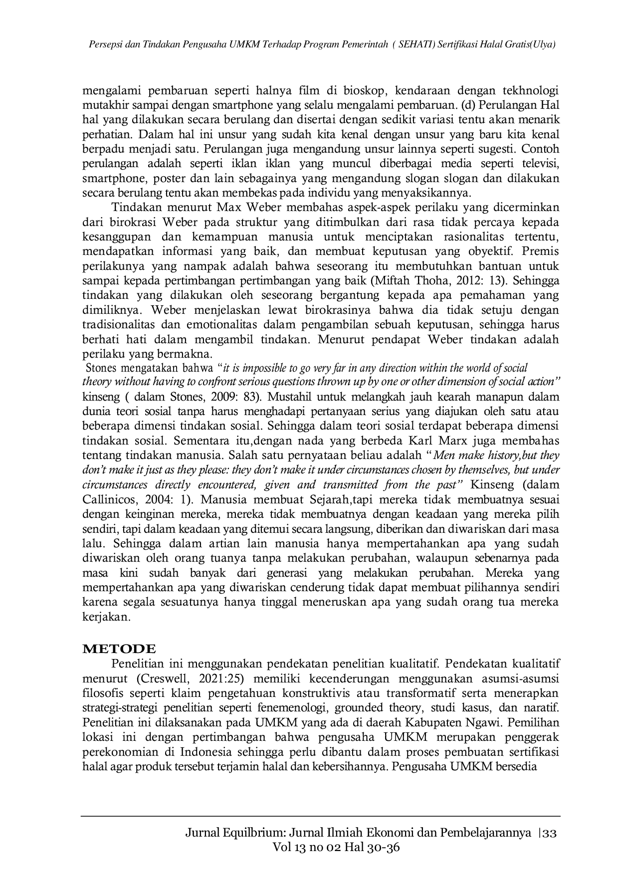 JURIS Persepsi dan tindakan pengusaha UMKM terhadap program pemerintah SEHATI sertifikasi halal gratis studi kasus di kabupaten Ngawi provinsi Jawa Timur