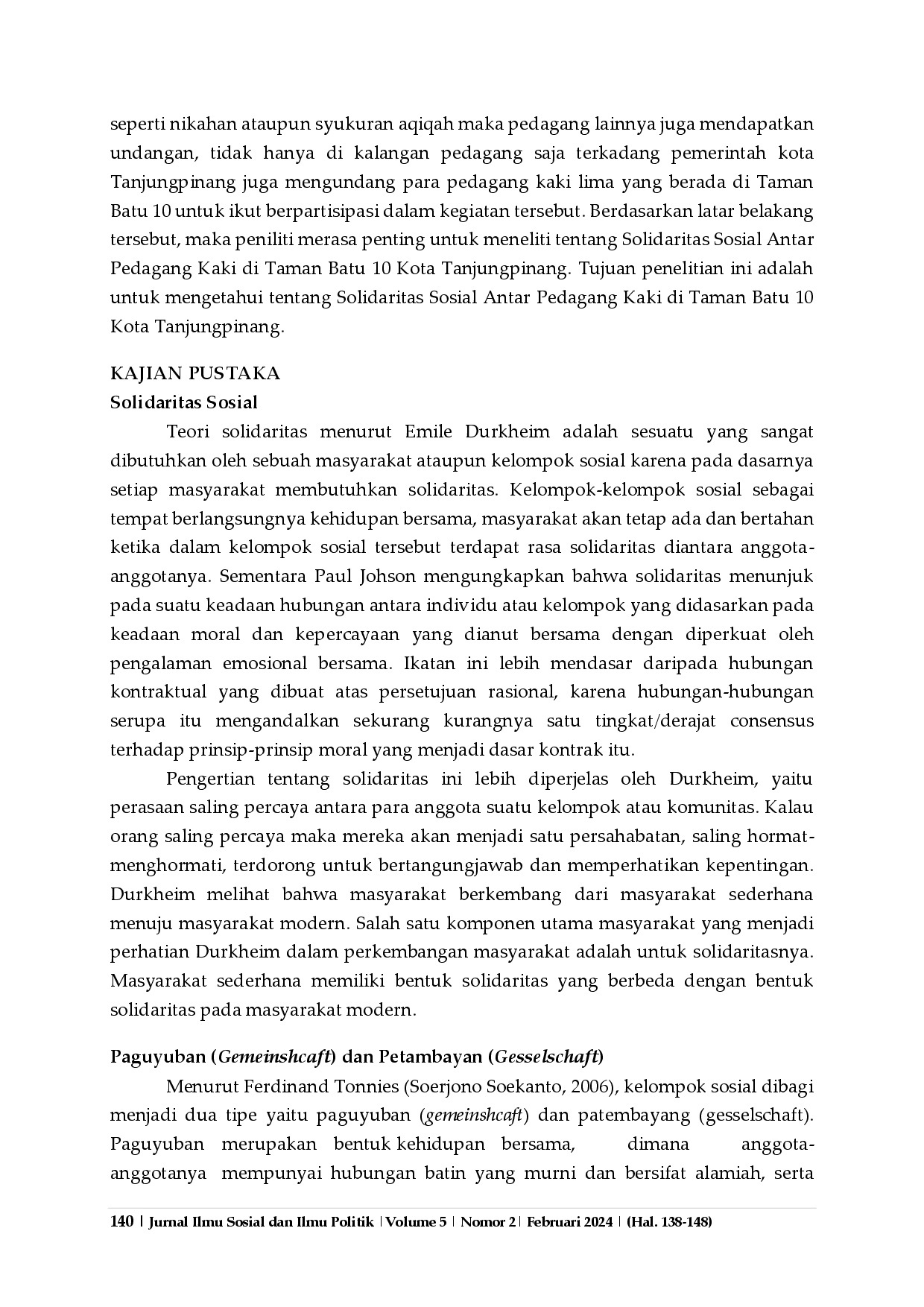 juris Solidaritas Sosial Antar Pedagang Kaki Lima Di Taman Batu 10 Kota Tanjungpinang