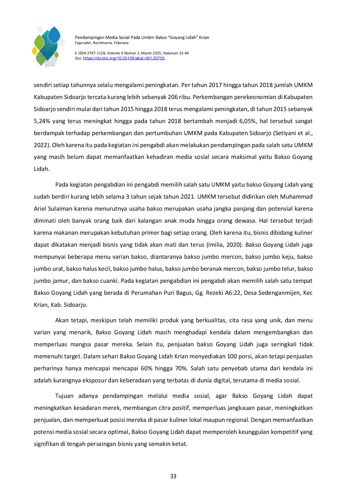 JURIS Pendampingan Media Sosial Pada Umkm Bakso Goyang Lidah Krian
