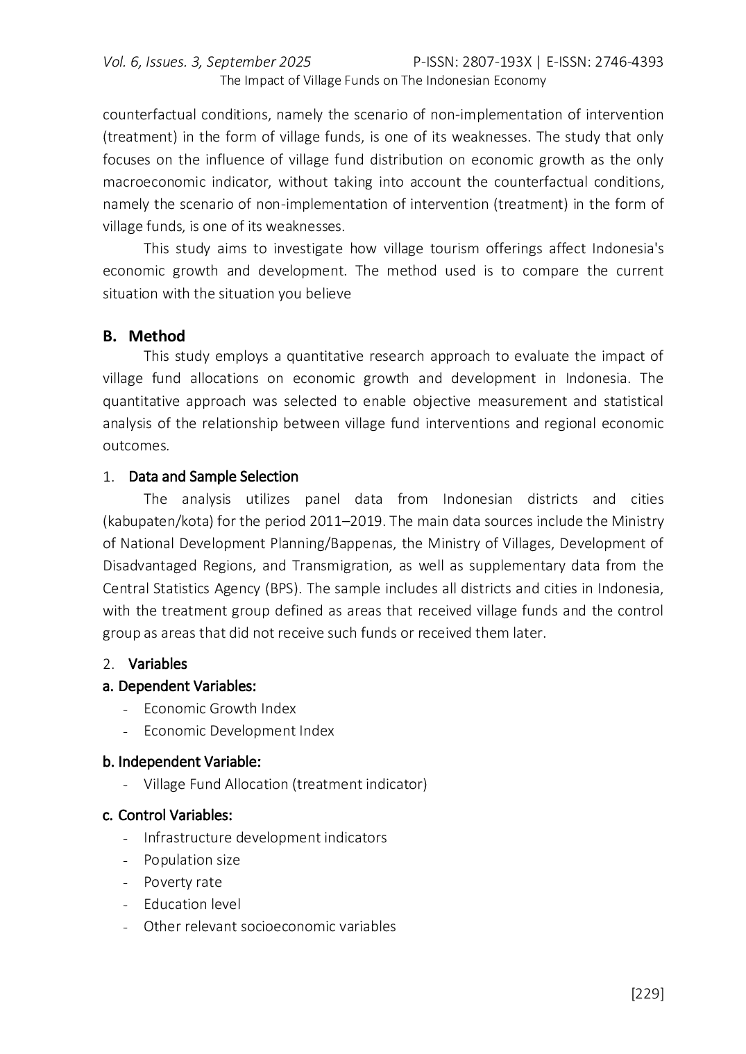 JURIS The Impact of Village Funds on The Indonesian Economy