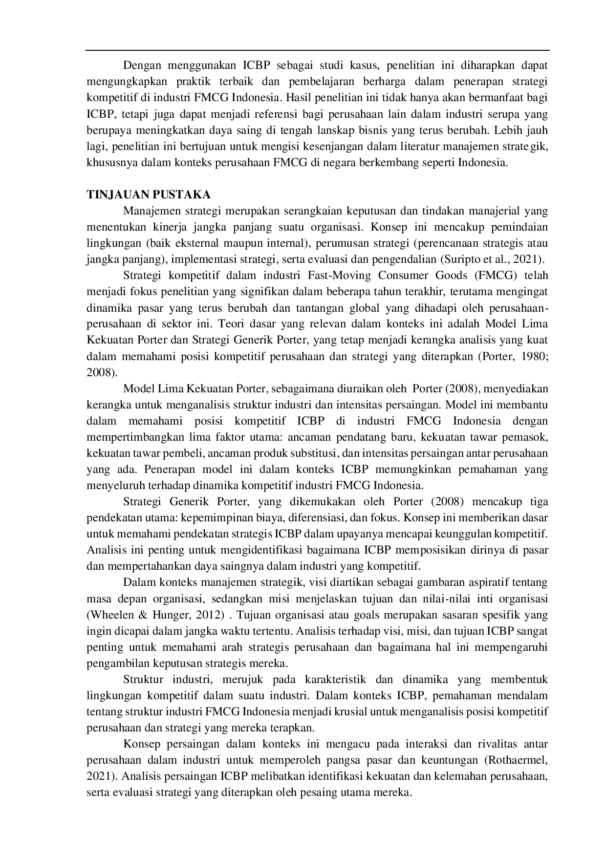 JURIS Analisis Implementasi Strategi Manajemen dan Dampaknya terhadap Kinerja Perusahaan Studi Kasus PT Indofood CBP Sukses Makmur Tbk Industri FMCG Indonesia Tahun 2022