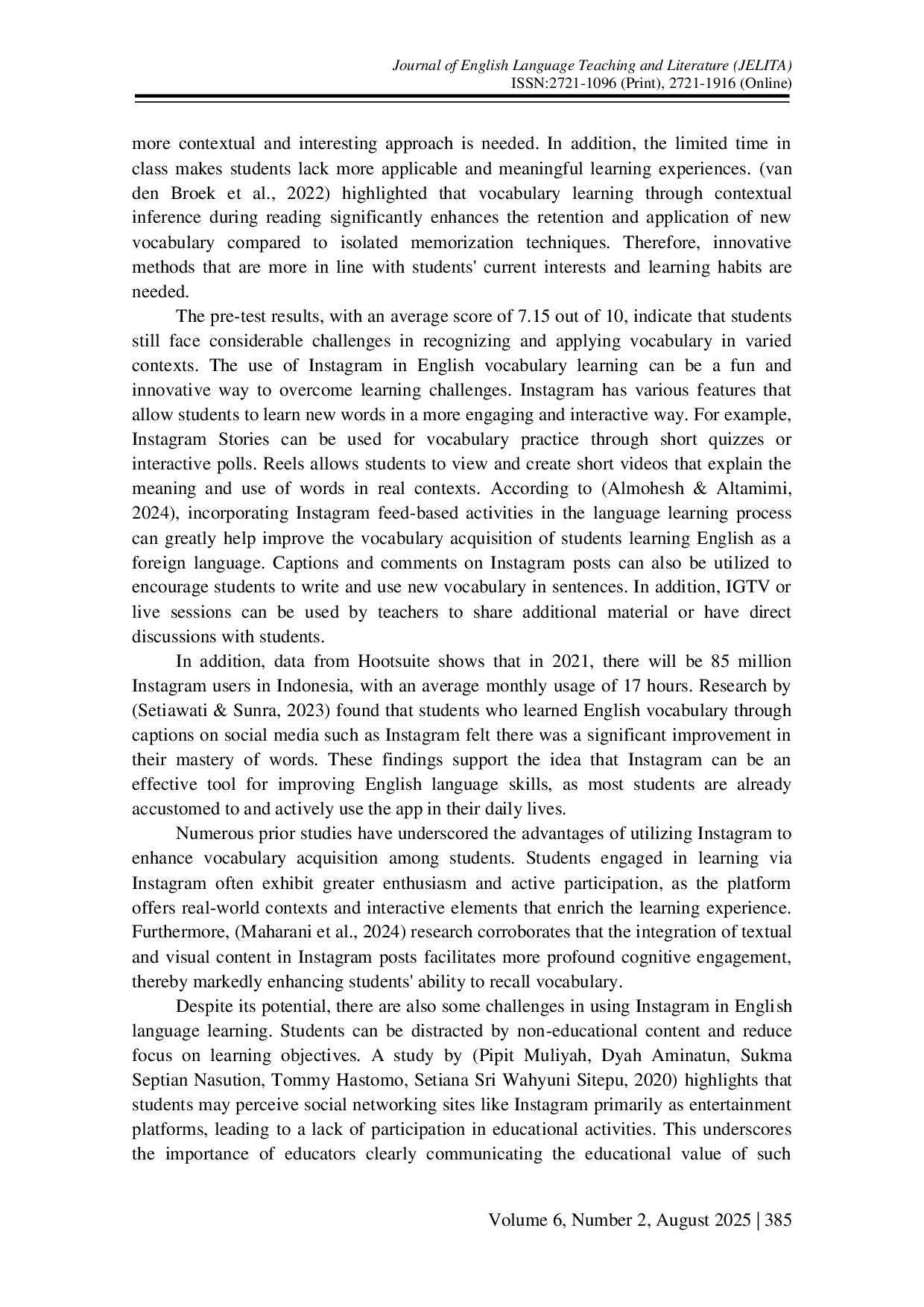 JURIS The Effectiveness of Instagram as a Medium for Learning English Vocabulary