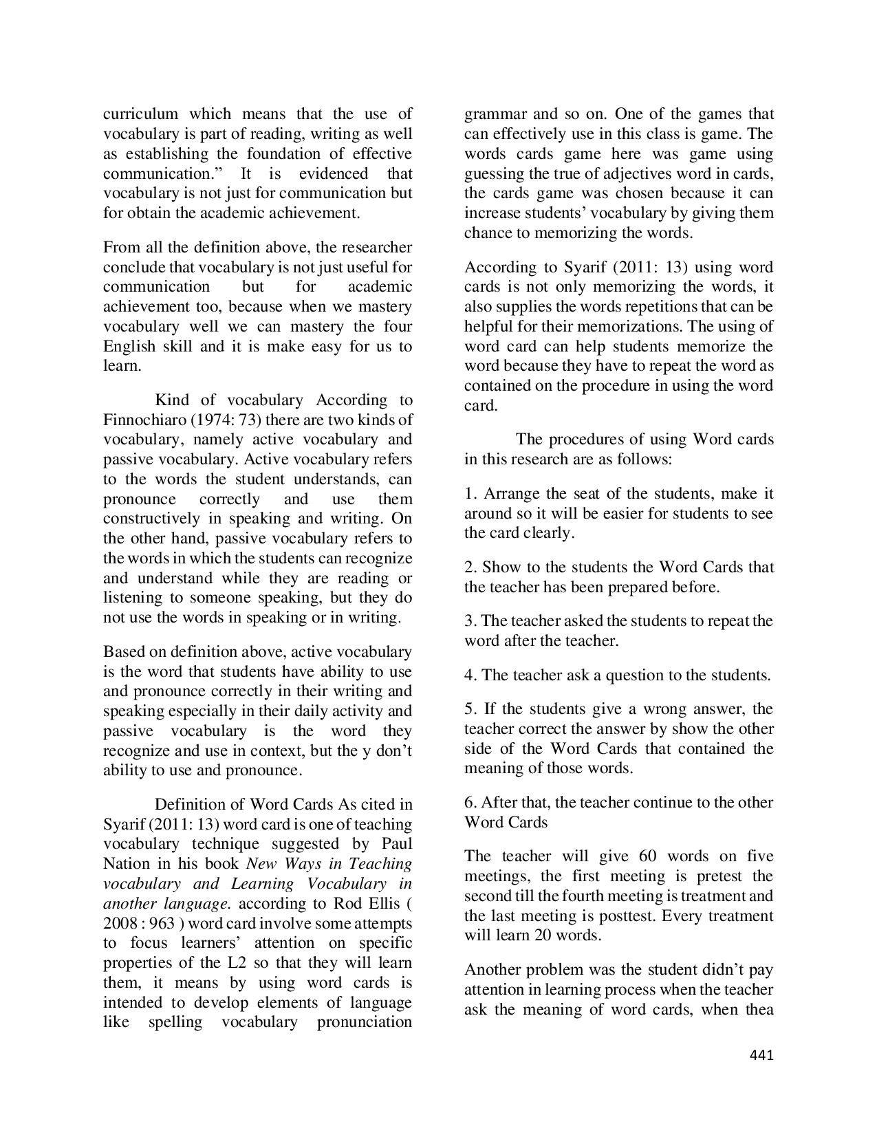 JURIS Increasing Students Vocabulary by Using Word Cards