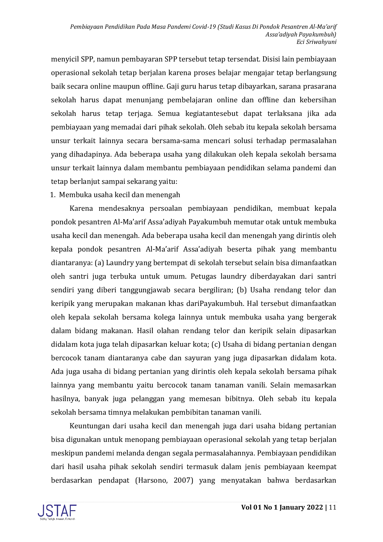 JURIS Pembiayaan Pendidikan pada Masa Pandemi Covid 19 Studi Kasus di Pondok Pesantren Al Ma arif Assa adiyah Payakumbuh