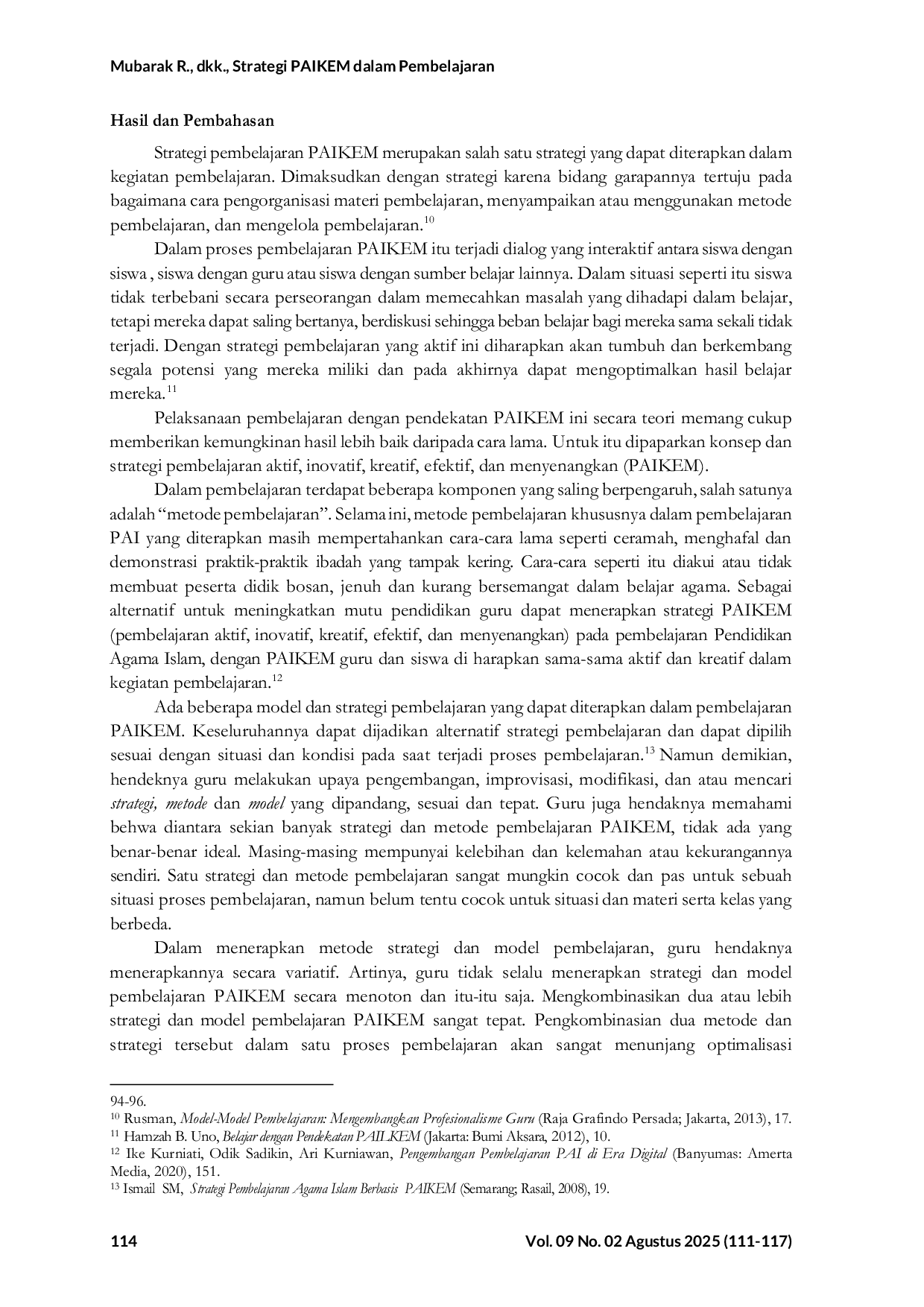 JURIS Strategi PAIKEM dalam Pembelajaran Pendidikan Agama Islam