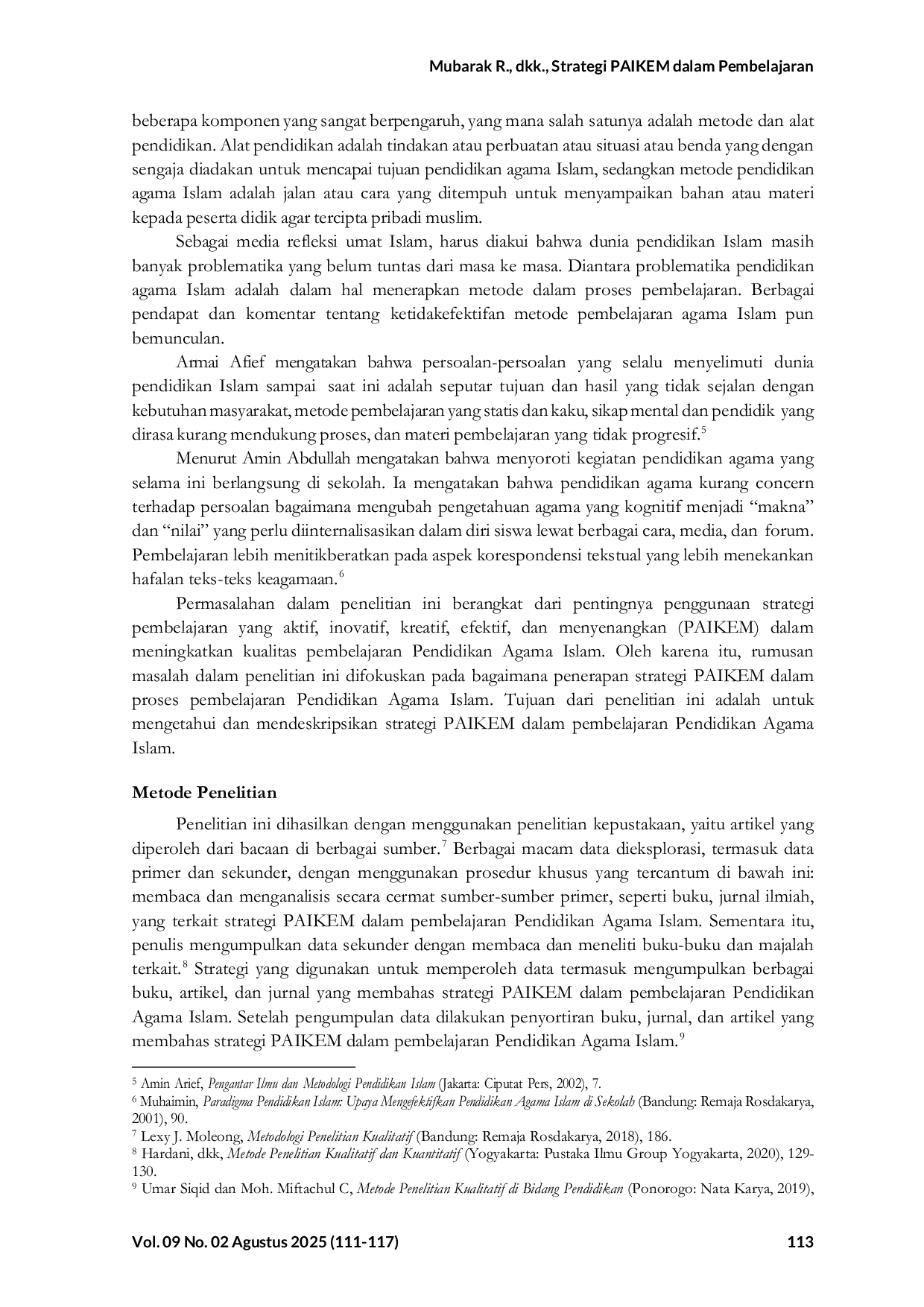 JURIS Strategi PAIKEM dalam Pembelajaran Pendidikan Agama Islam