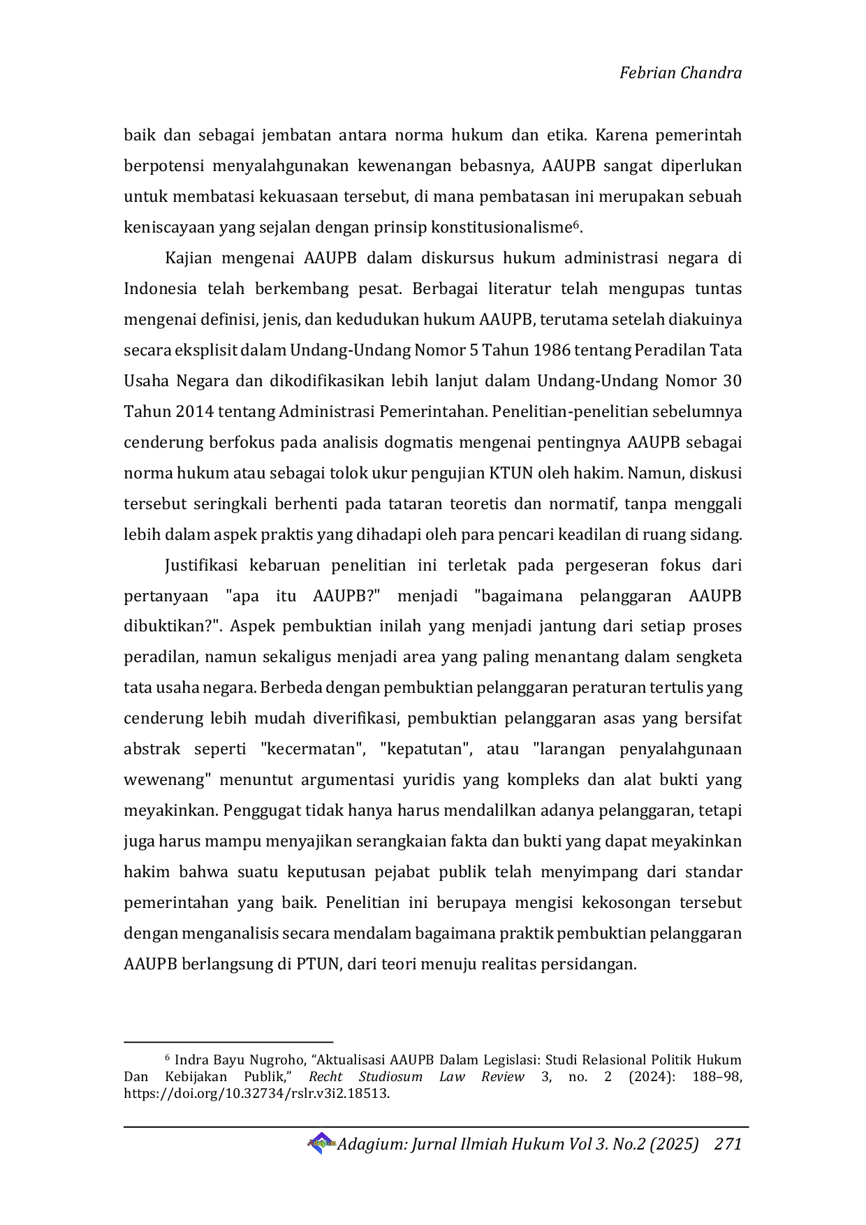 JURIS Pembuktian Pelanggaran Asas Asas Umum Pemerintahan yang Baik AAUPB sebagai Dasar Gugatan di PTUN