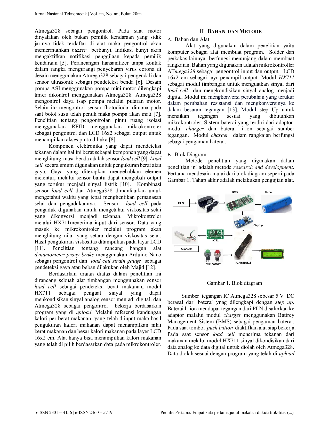 JURIS Desain Timbangan Kalori pada Makanan Pokok Berdasarkan Berat Menggunakan Sensor Load Cell