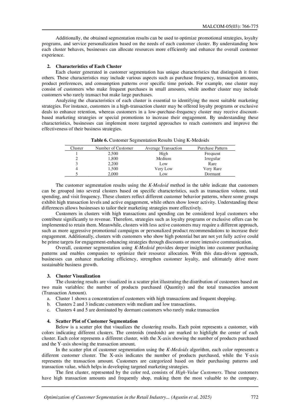 juris Optimization of Customer Segmentation in the Retail Industry Using the K Medoid Algorithm