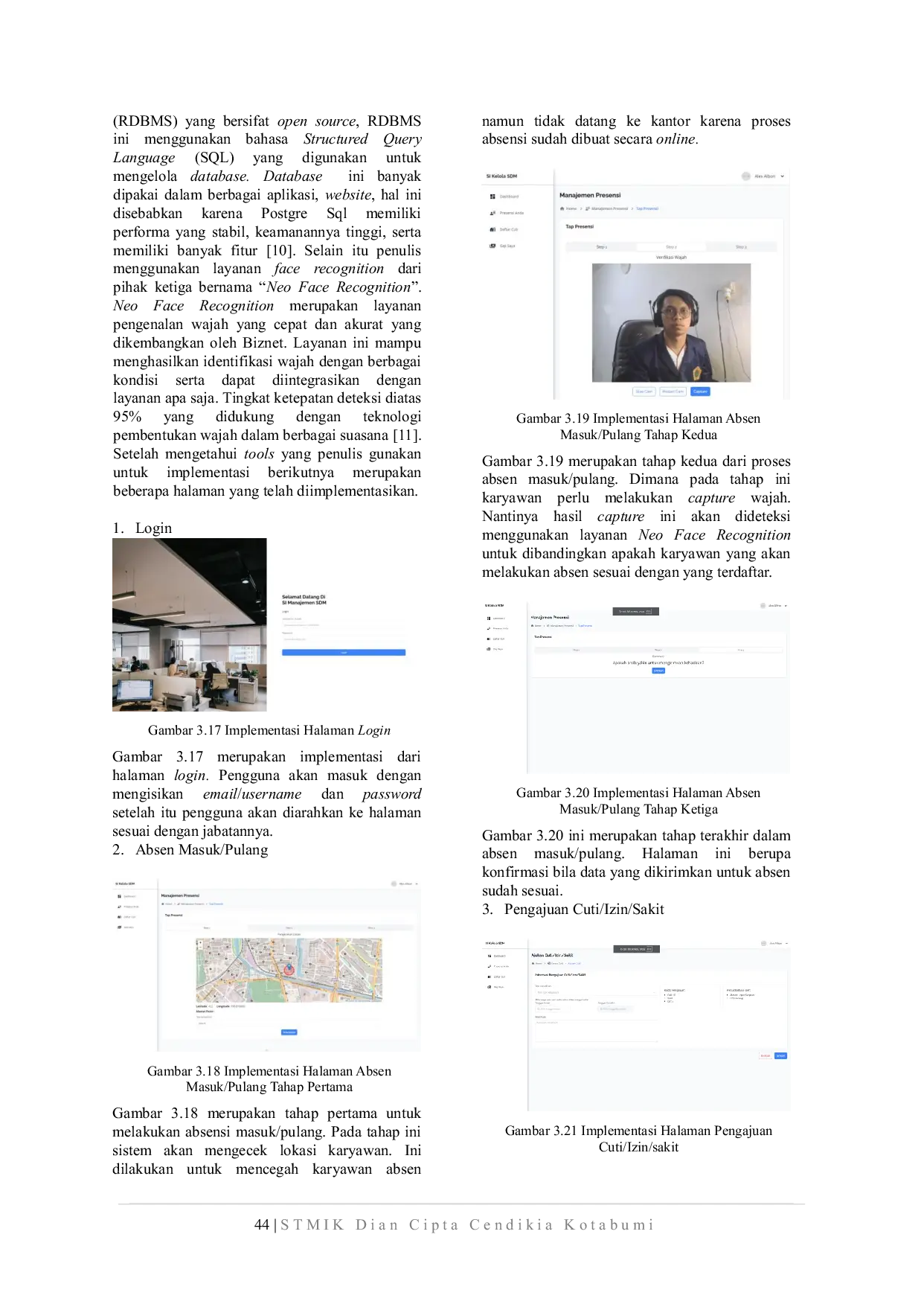 JURIS Sistem Informasi Manajemen Sumber Daya Manusia SDM Berbasis Web Menggunakan Face Recognition dan Geolocation Studi Kasus PT Meta Bumi Systema