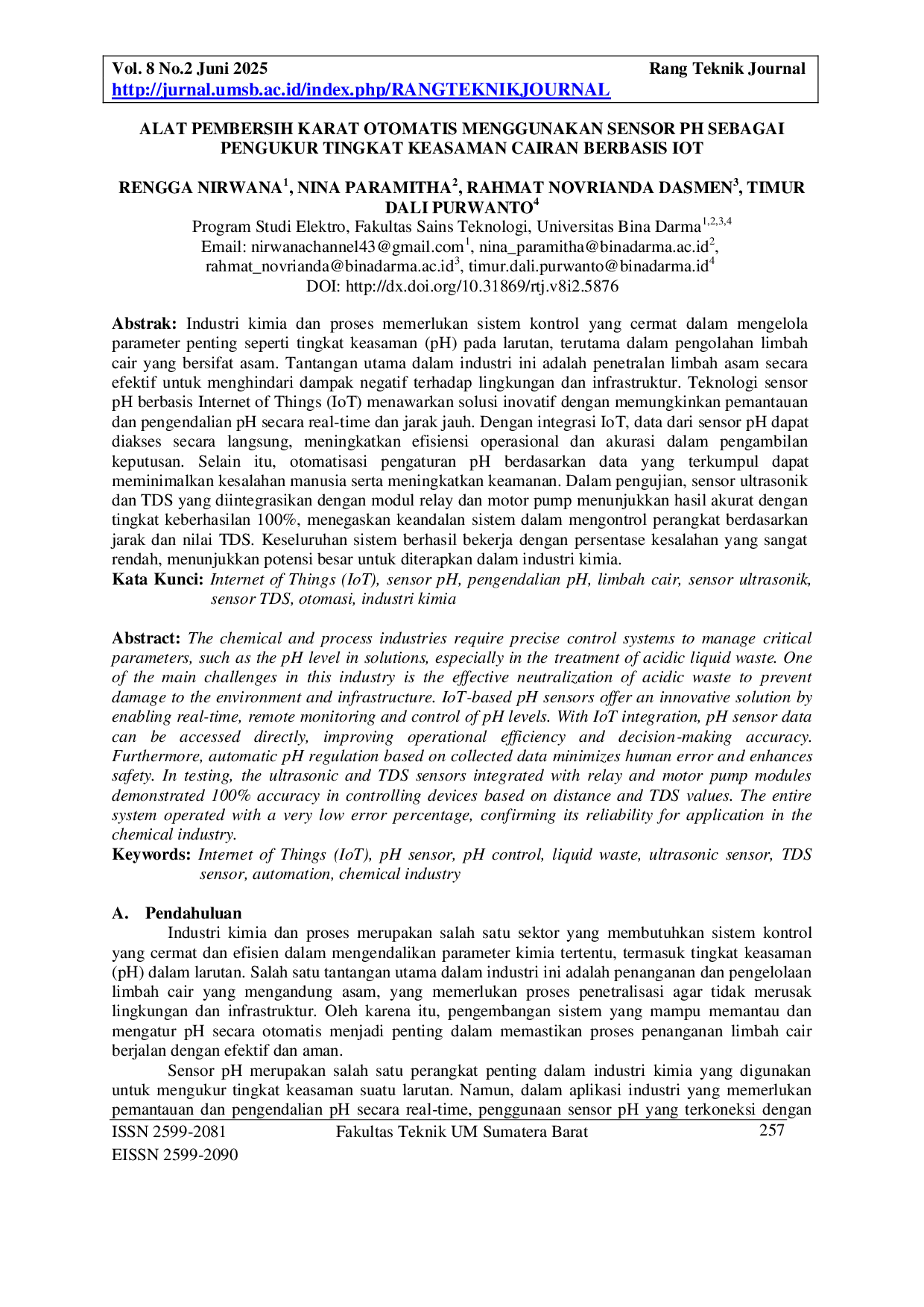 JURIS Alat Pembersih Karat Otomatis Menggunakan Sensor Ph Sebagai Pengukur Tingkat Keasaman Cairan Berbasis Iot