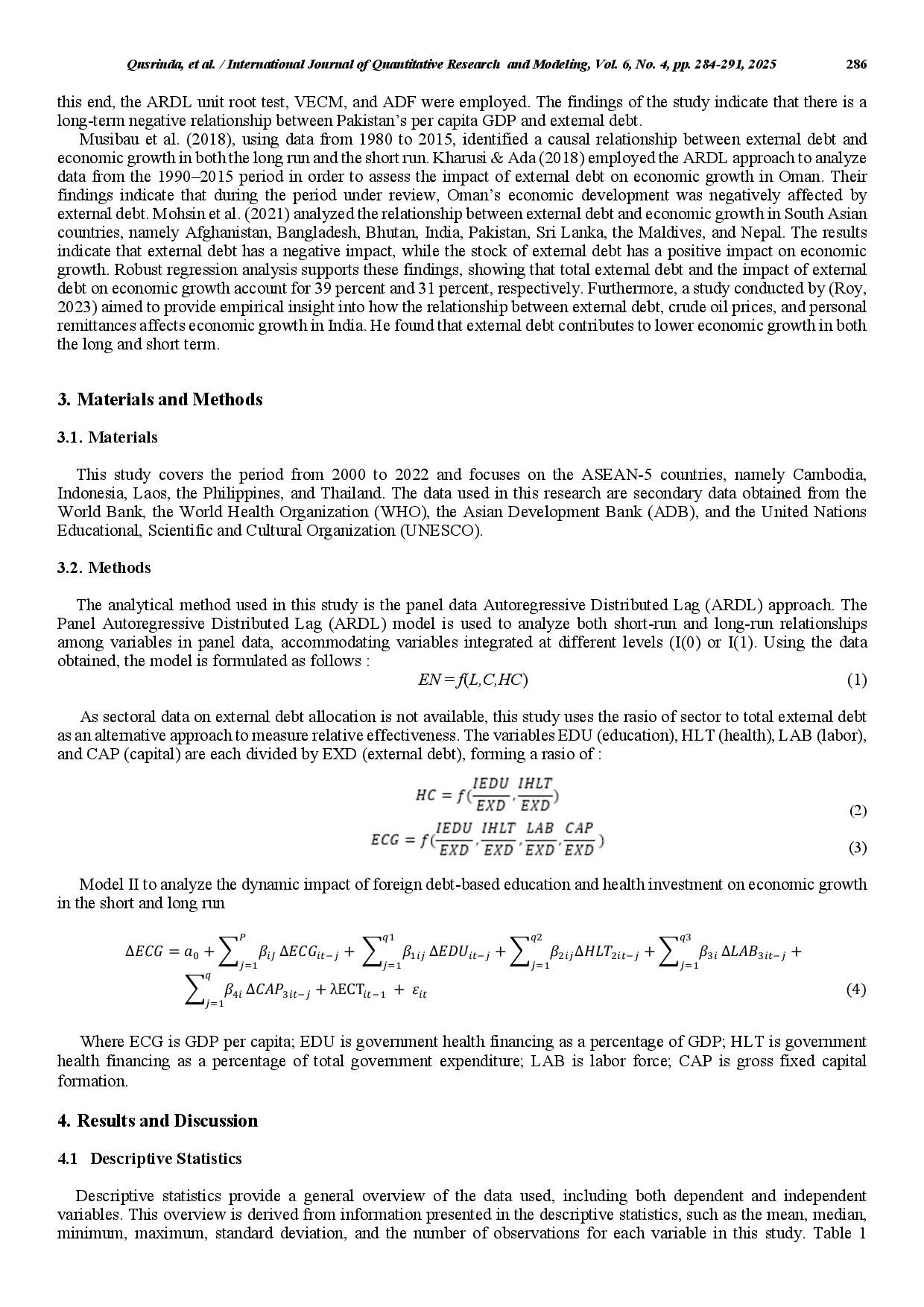 juris The Dynamic Impact of Foreign Debt Based Education and Health Investment on Economic Growth in Asean 5 Countries