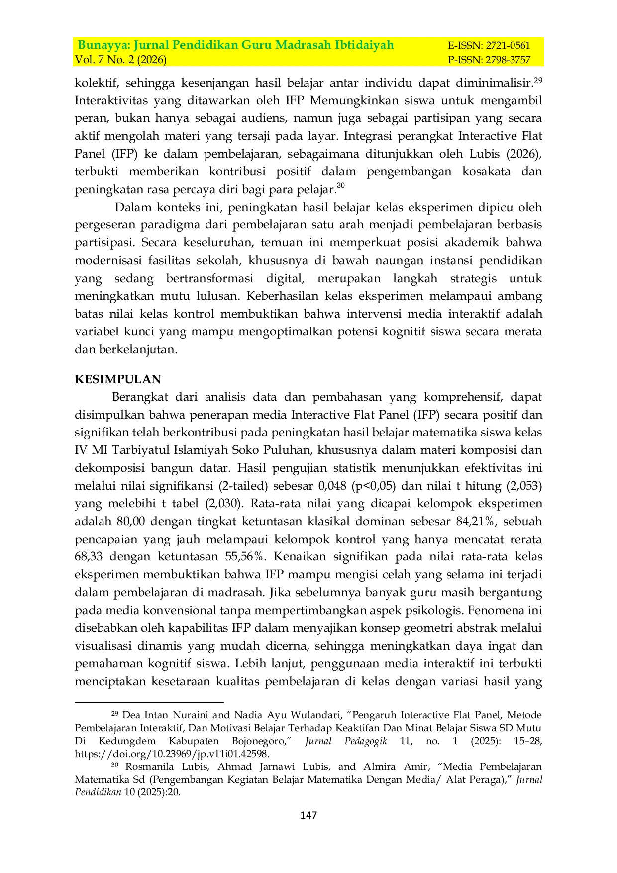 JURIS Efektivitas Penggunaan Media Interaktif Flat Panel Terhadap Hasil Belajar Materi Bangun Datar Mata Pelajaran Matematika Kelas IV MI Tarbiyatul Islamiyah Soko Puluhan