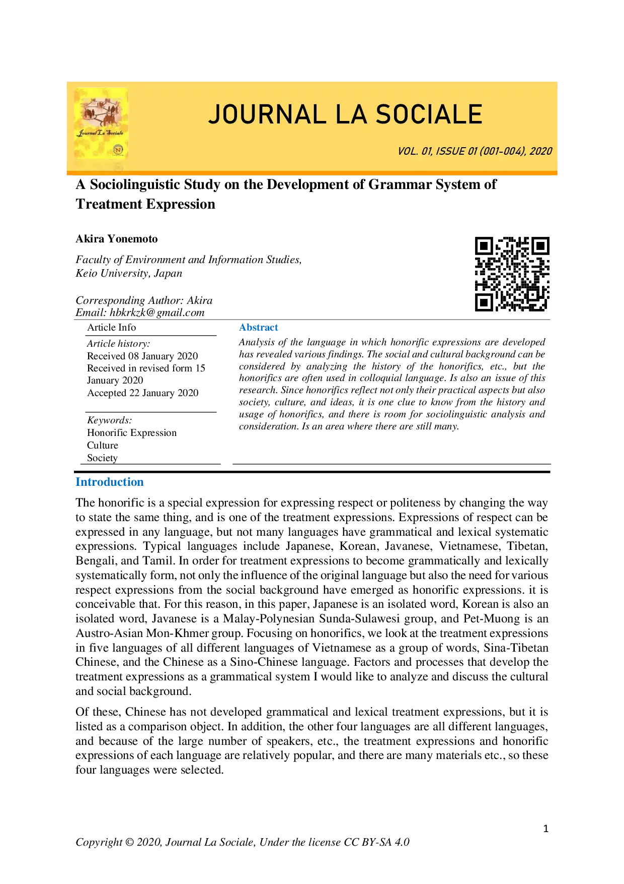 juris A Sociolinguistic Study on the Development of Grammar System of Treatment Expression