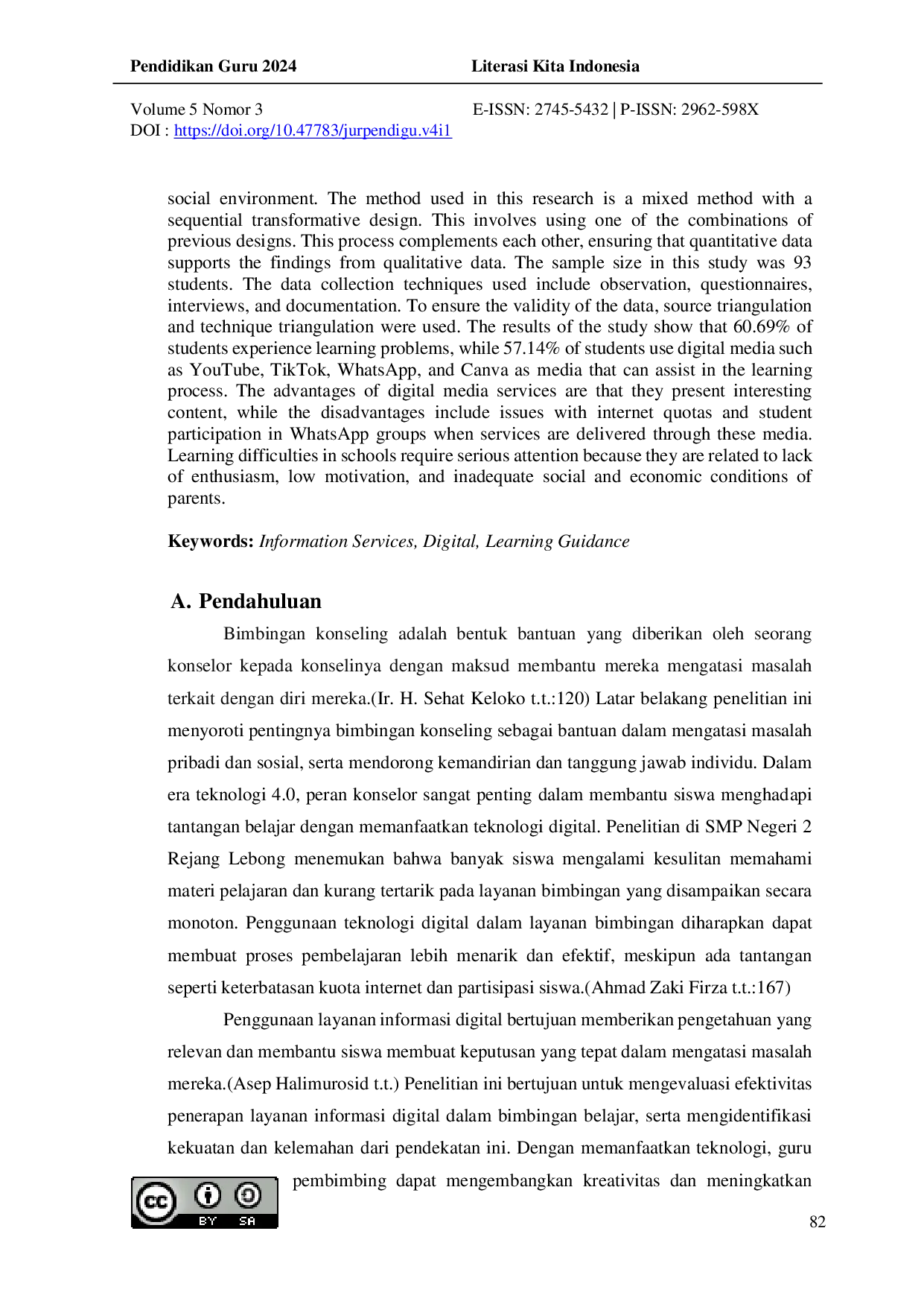 JURIS Penerapan Layanan Informasi Melalui Digital dalam Bimbingan Belajar Siswa SMP Negeri 2 Rejang Lebong