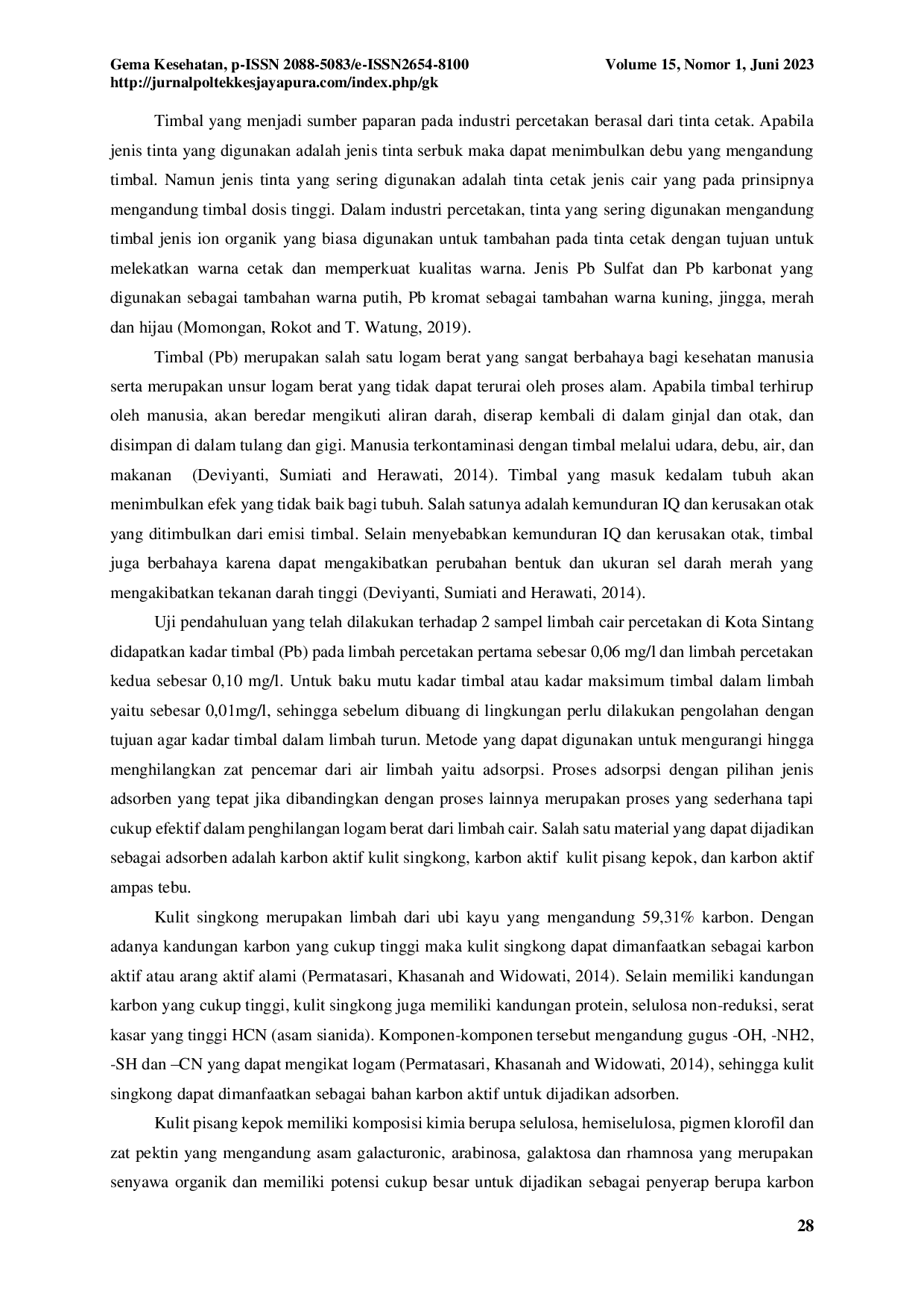 juris Efektivitas Kulit Singkong Ampas Tebu Dan Kulit Pisang Kepok Sebagai Karbon Aktif