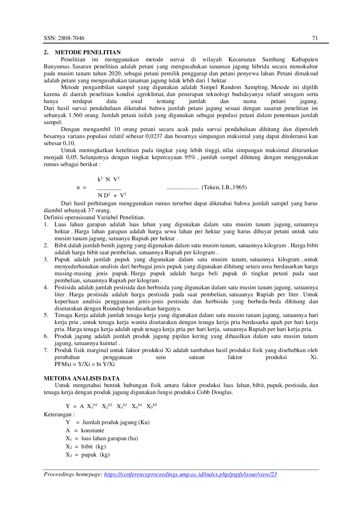 JURIS Evaluasi Penggunaan Faktor Produksi pada Usahatani Jagung di Kecamatan Sumbang Kabupaten Banyumas