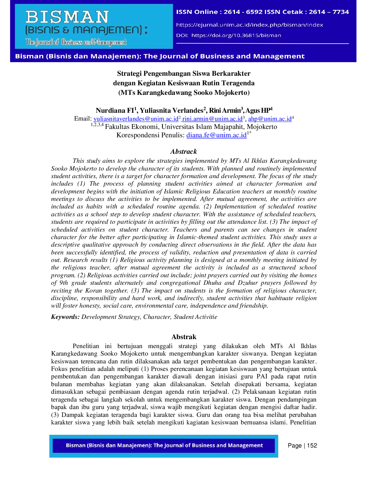 JURIS Strategi Pengembangan Siswa Berkarakter dengan Kegiatan Kesiswaan Rutin Teragenda