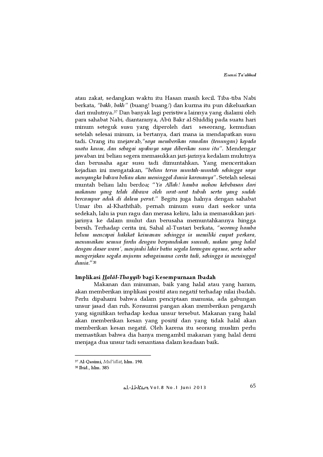 juris ESENSI TA ABBUD DALAM KONSUMSI PANGAN Telaah Kontemplatif atas Makna Hal l Thayyib