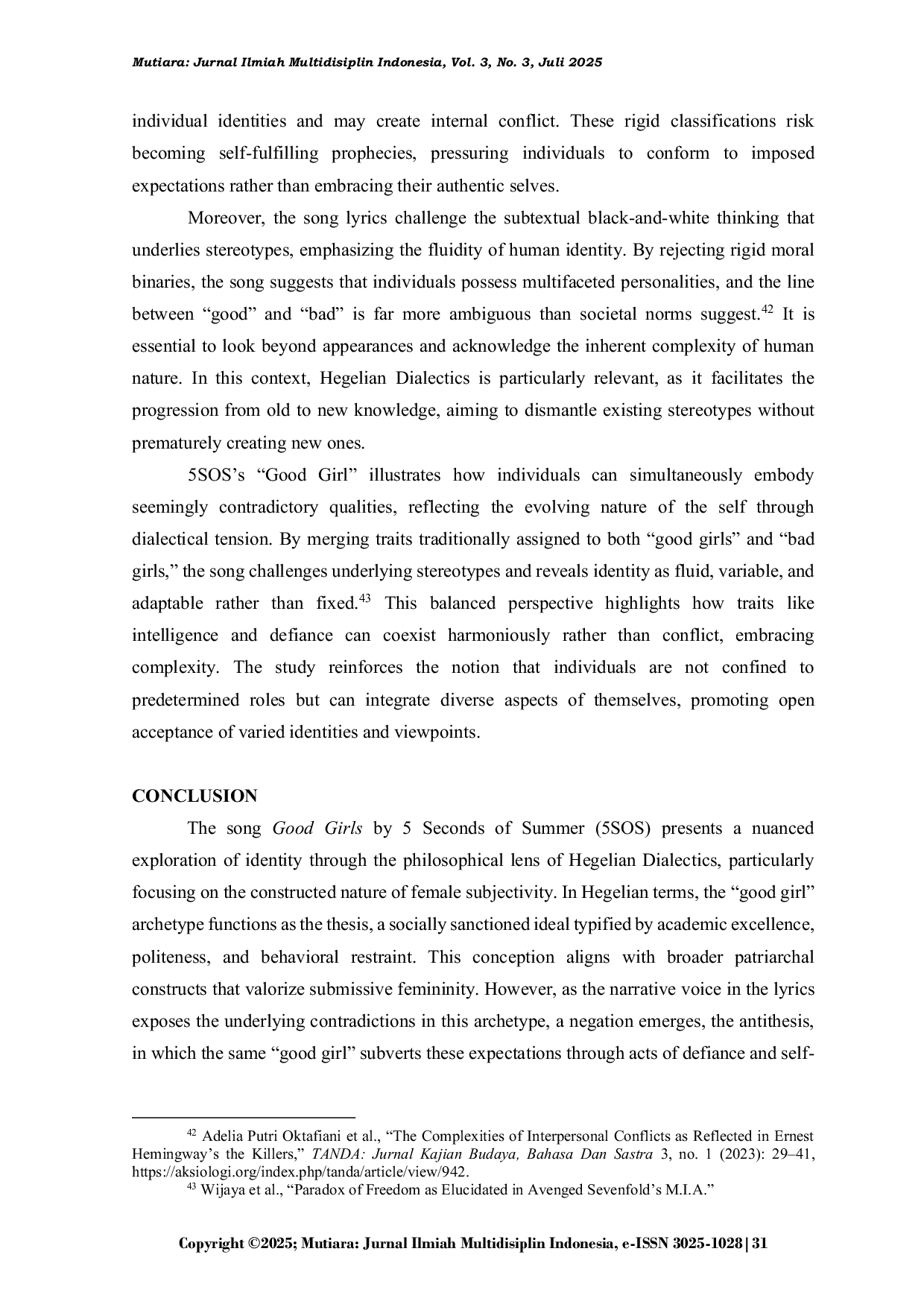 JURIS Subtextual Analysis through Hegelian Dialectics in 5 Seconds of Summer s Good Girls