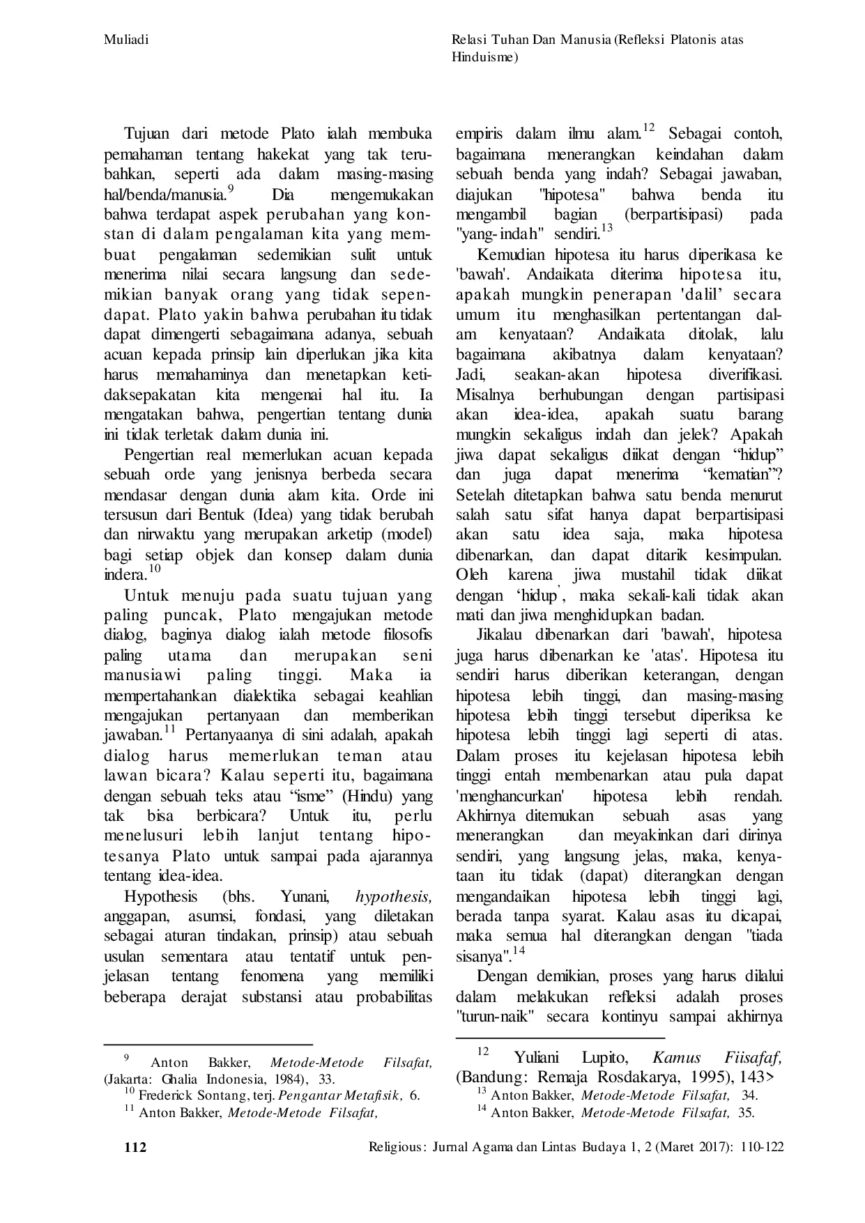 JURIS Relasi Tuhan Dan Manusia Refleksi Platonis atas Hinduisme