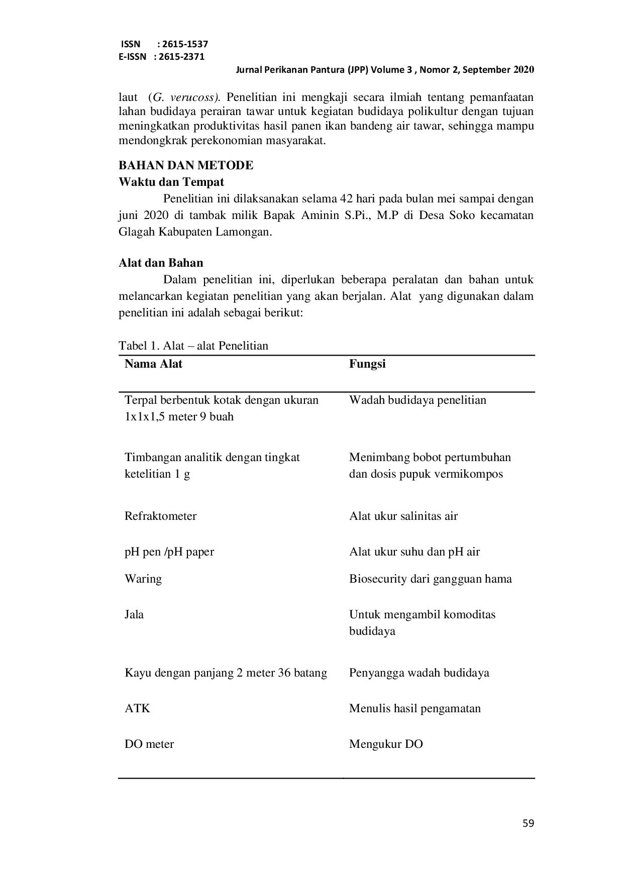 JURIS OPTIMASI SISTEM BUDIDAYA POLIKULTUR DENGAN PENENTUAN KOMPOSISI ORGANISME YANG BERBEDA ANTARA BANDENG C chanos UDANG VANAME L vannamei DAN RUMPUT LAUT G verucoss