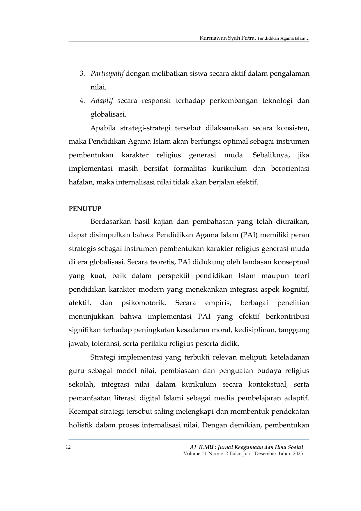 JURIS Islamic Religious Education as an Instrument for Forming Religious Character of Young Generation