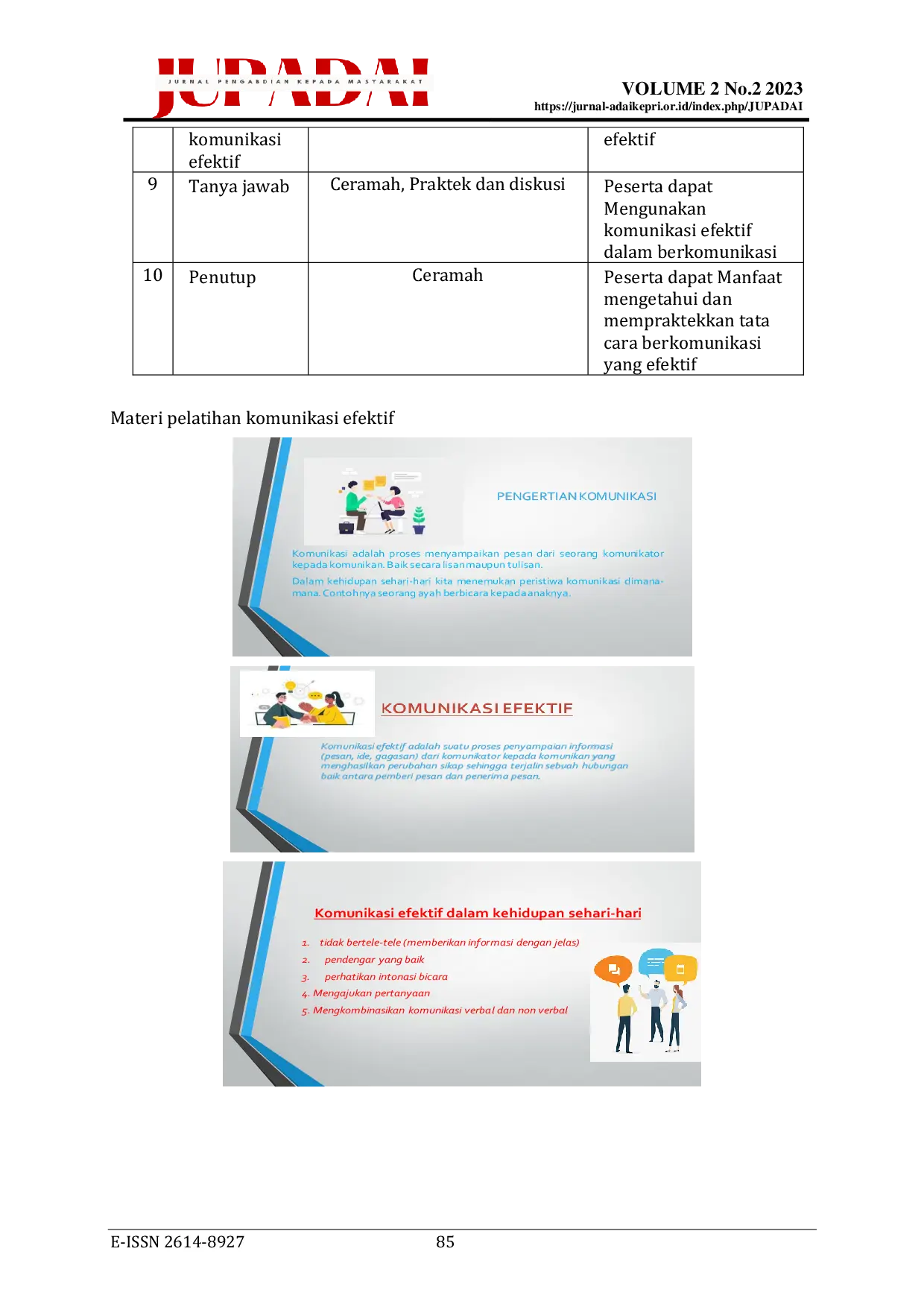 JURIS Pelatihan Komunikasi Efektif Di Sma Taman Siswa Singosari Medan