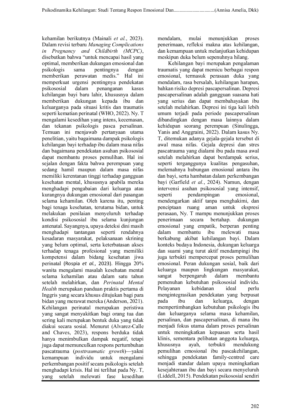 JURIS Psikodinamika Kehilangan Studi Tentang Respon Emosional Dan Psikologi Ibu Pasca Kematian Bayi Baru Lahir