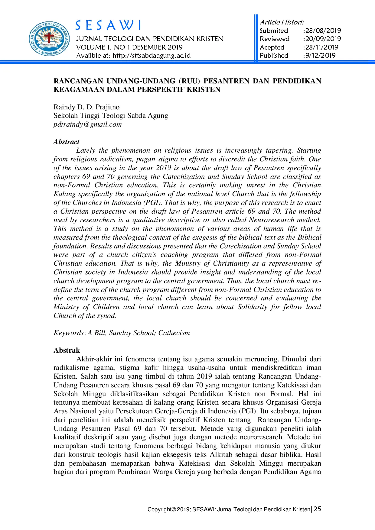 juris Rancangan Undang Undang RUU Pesantren Dan Pendidikan Keagamaan Dalam Perspektif Kristen P 69 dan P 70