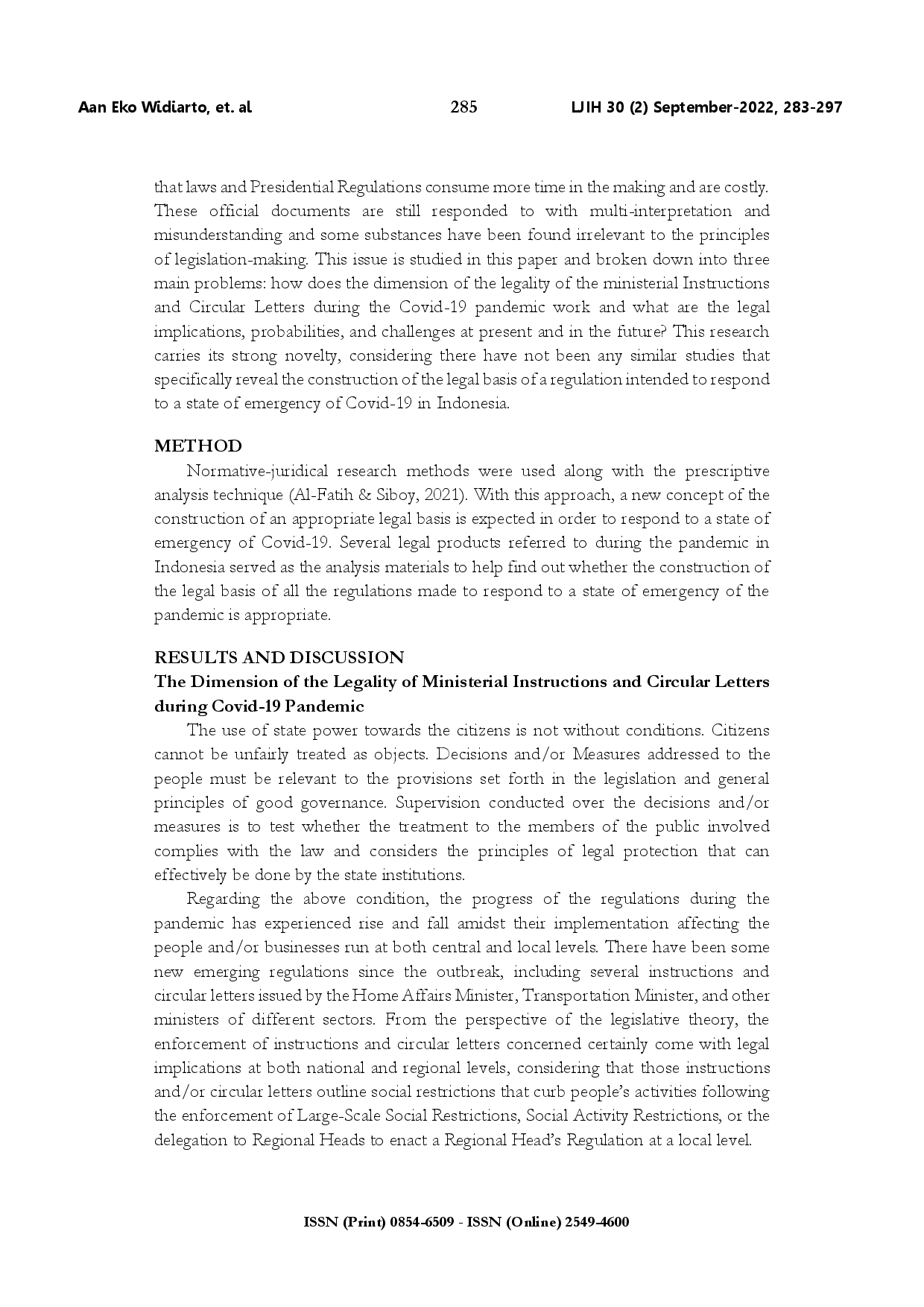 juris The construction of legal basis relevant to the state of law in the event of pandemic emergency a lesson from Indonesia