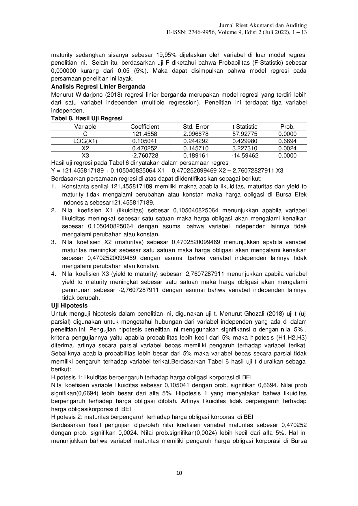 juris Analisis Faktor Penentu Harga Obligasi Korporasi di Bursa Efek Indonesia